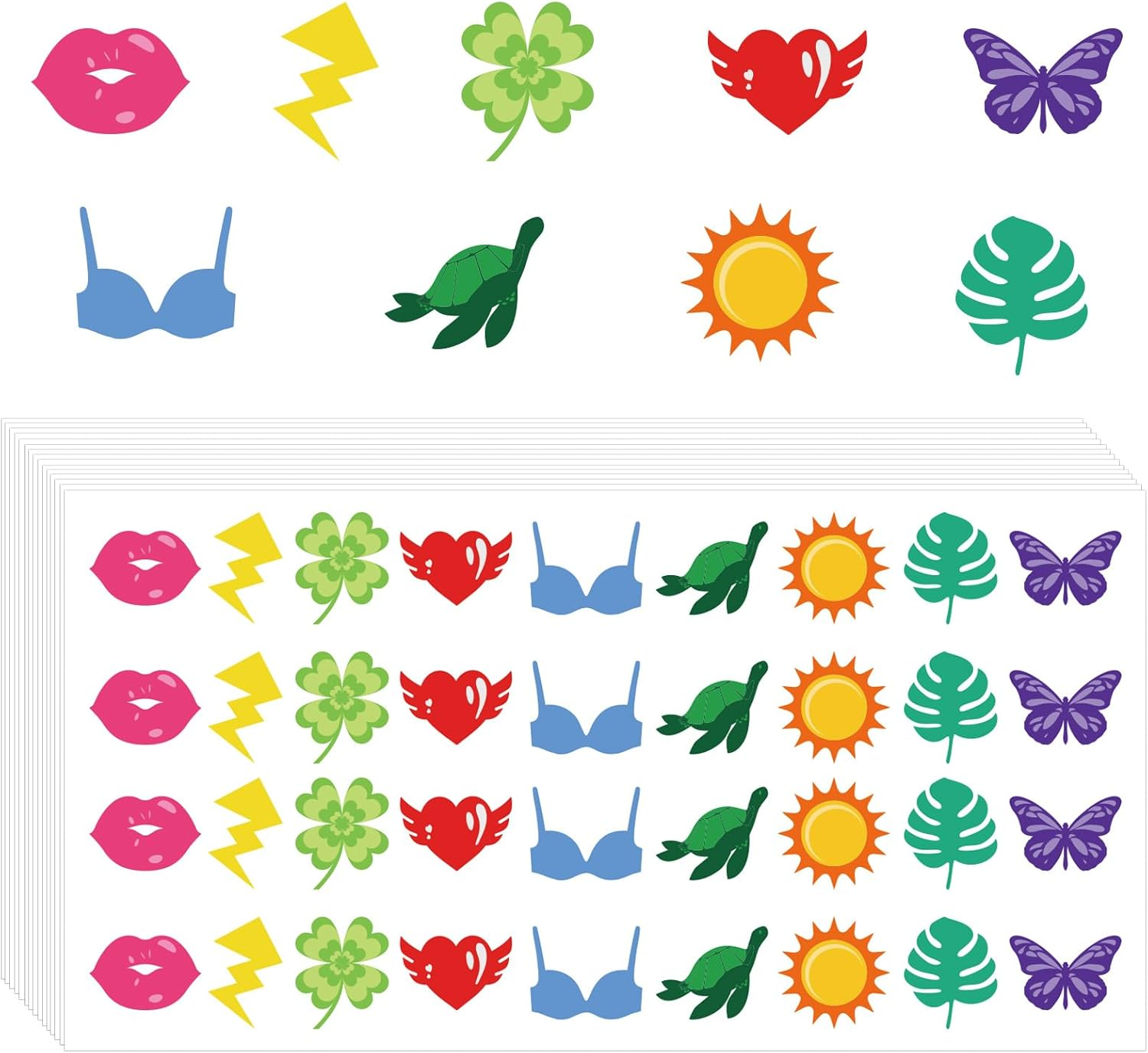 Lyreh 540Pcs Tanning Stickers, Colorful Tanning Sunbathing Stickers Various Styles Sunbathing Body Decals Practical Accessories for Hiking Cycling Traveling Beach Outdoor Activities