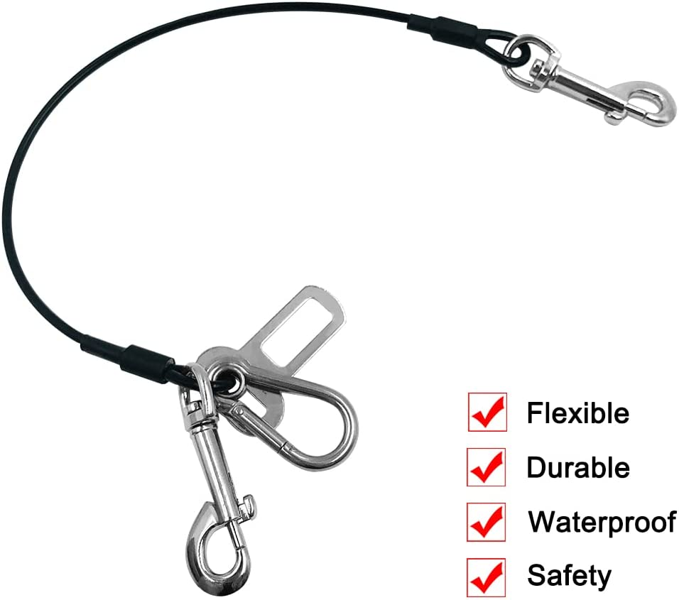 Pet Dog Seat Belt Harness for Car, Sonku Coated Stainless Steel Chew Proof Dog Vehicle Safety Tether Cable,Safety Vehicle Belt Fit image number 5