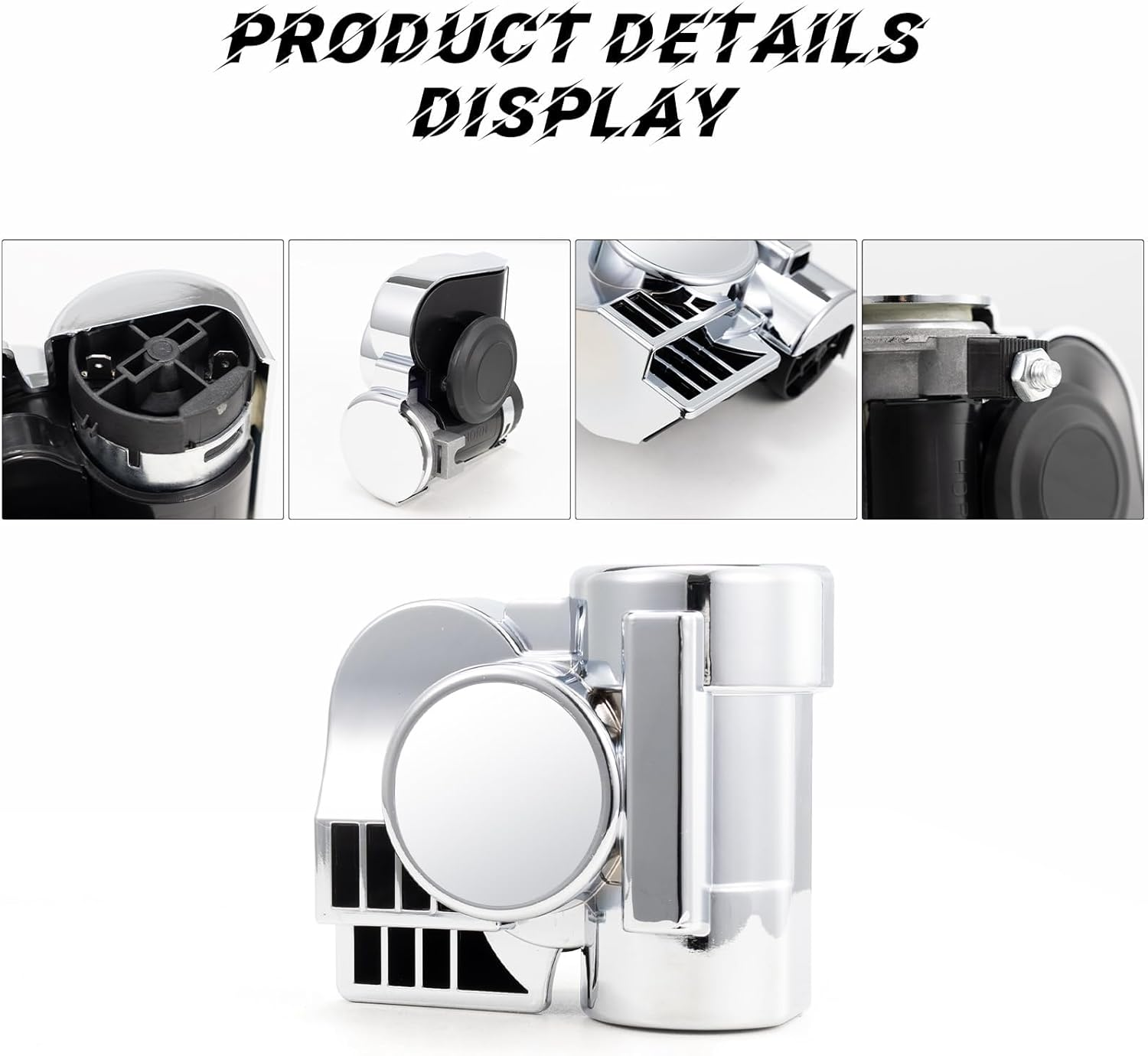 FARBIN Air Horn for Cars Trucks Motorcycle with Horn Cover Silver 12V 150DB Train Sound Car Horn Kit Super Loud Horn for Motorbike Truck Boat Pickup (12V, Silver Shell) image number 4