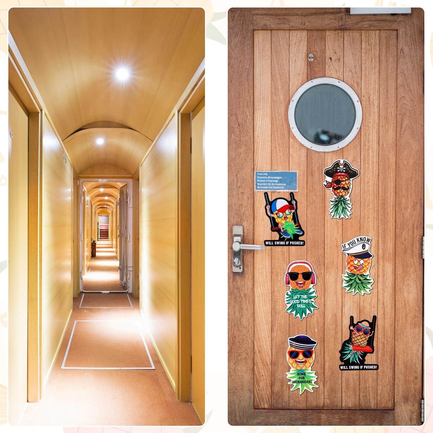 6Pcs Upside down Pineapple Cruise Door Magnets, Funny Large Carnival Ship Cabin Door Decoration Magnetic for Refrigerator Fridge Car Decor image number 4