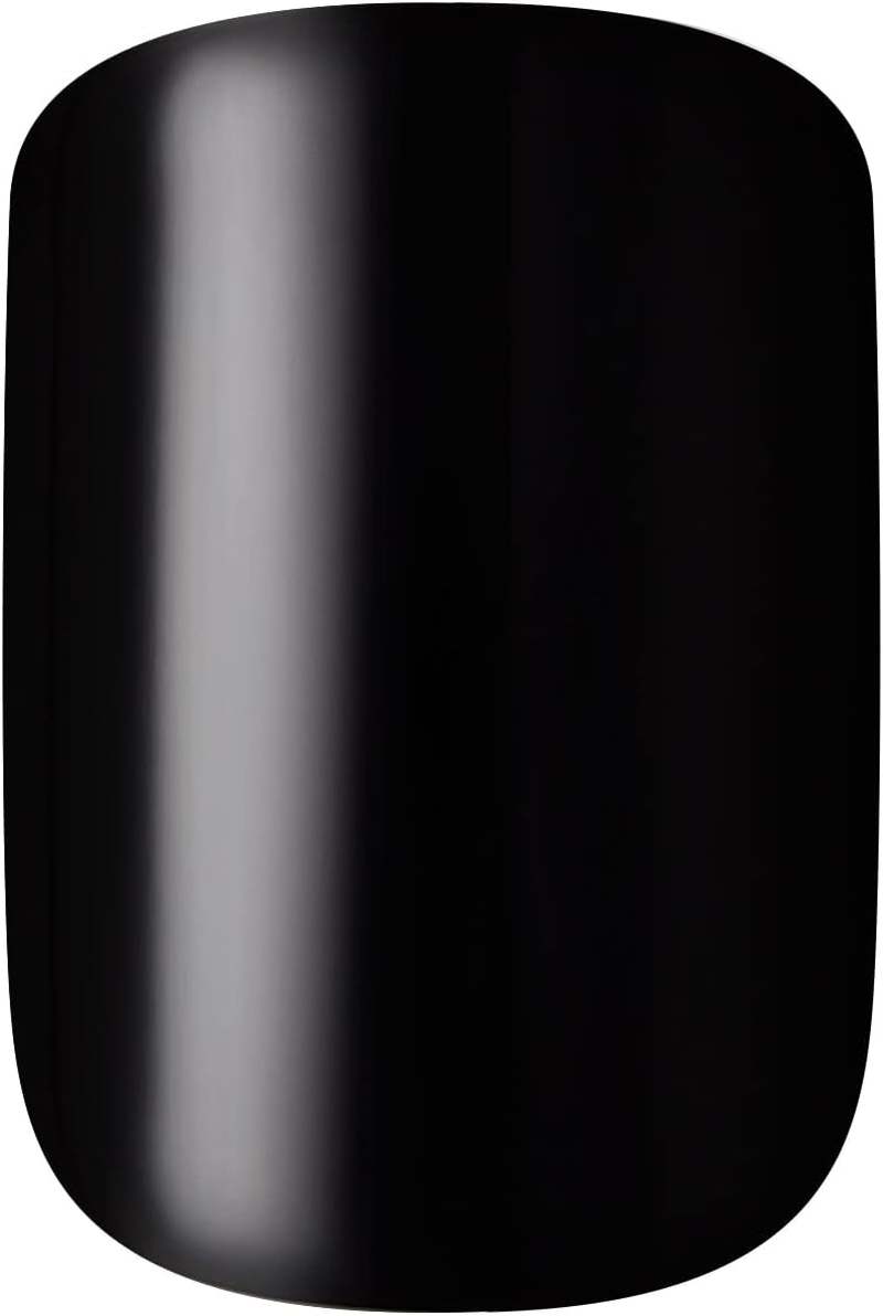 KISS Gel Fantasy Ready-To-Wear Press-On Gel Nails, &ldquo;Aim High&rdquo;, Short, Black, Nail Kit with 24 Mega Adhesive Tabs, Pink Gel Glue, Manicure Stick, Mini File, and 28 Fake Nails image number 1