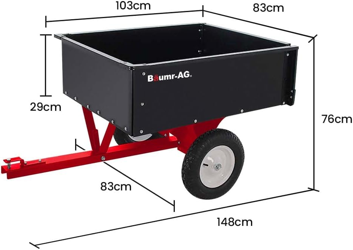 Baumr-Ag Garden Steel Dump Cart for Ride on Mower 270Kg ATV Metal Trailer Wagon with Removable Tail Gate image number 1