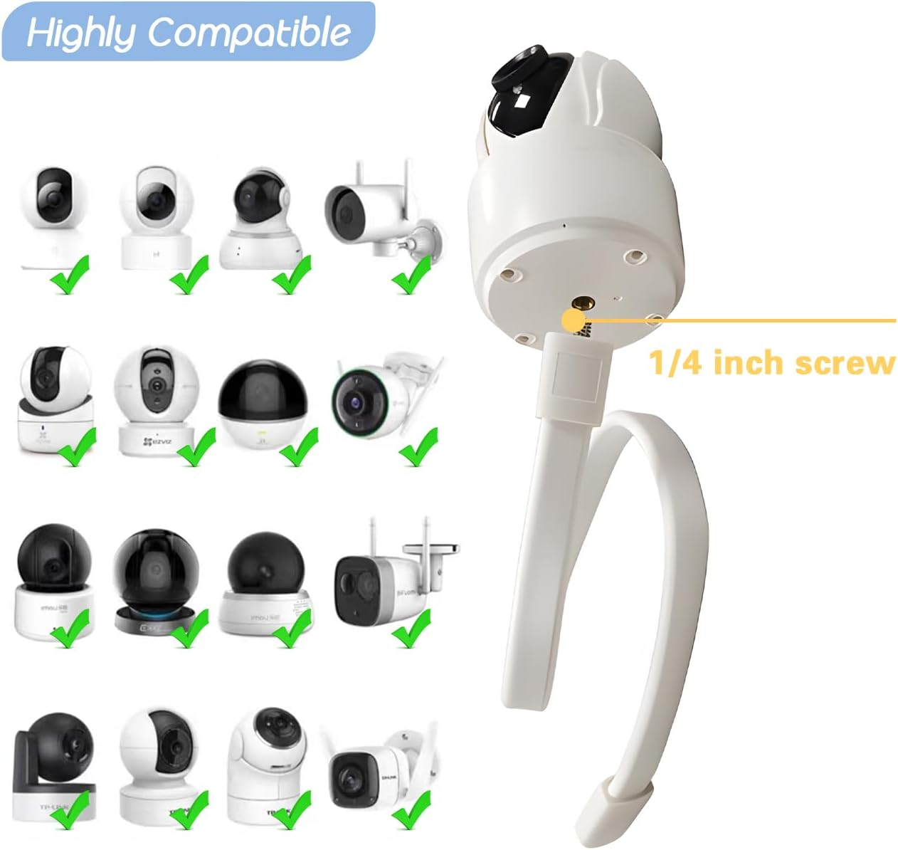 Universal Baby Monitor Mount - No Drilling Required Baby Camera Holder Crib Camera Stand with 1/4 Screw Twist Compatible with Arlo, Motorola, Hello Baby and Most Monitor Cameras (Twisting 0.5M) image number 4