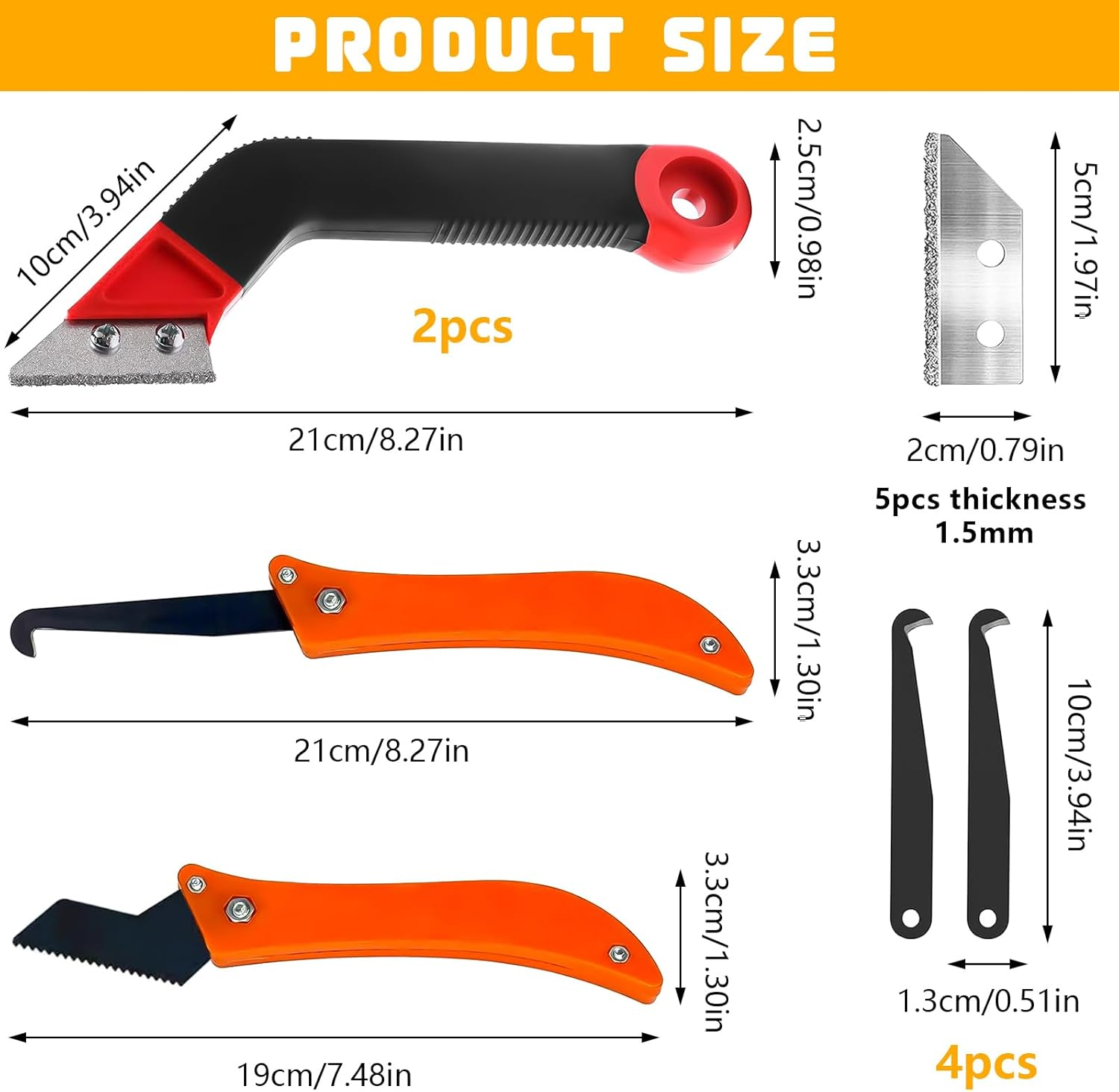 TTYSHIP&reg; Pack of 13 Tile Grout Remover Tiles with 9 Replacement Blades, Grout Remover Tool Tiles for Tile Cleaning (Red + Yellow) image number 1