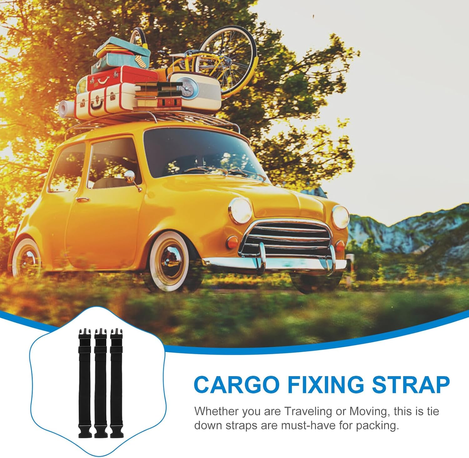 HONITANO 3Pcs Utility Tie down Straps with Quick Release Buckles Wide Long Adjustable Lashing Bands for Securing Backpacks Luggage Storage Bins and Outdoor Gear image number 6