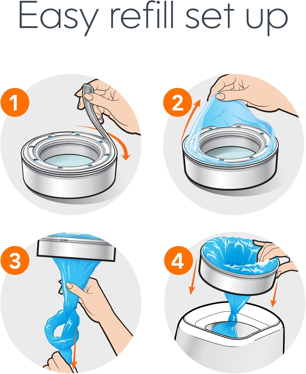 Diaper Genie Essentials round Refill 4-Pack | Holds up to 1280 Newborn Diapers | Features Unscented Continuous Film | Compatible with Diaper Genie Complete and Expressions Pails image number 1