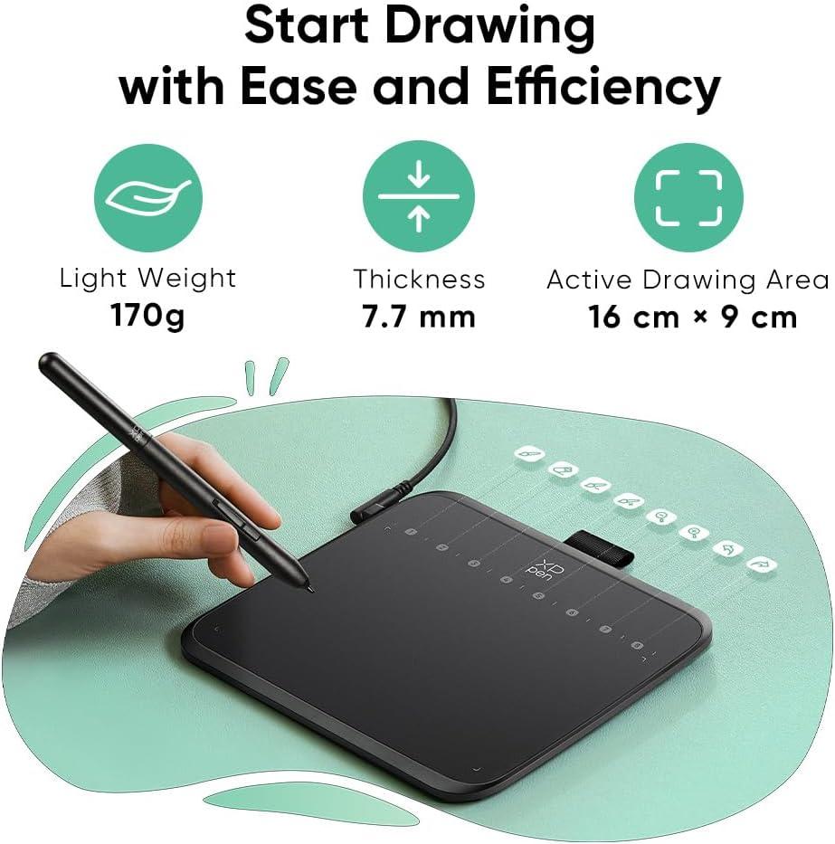Xppen Deco 640 Drawing Tablet with 16384 Pressure Levels Sensitivity Battery-Free Stylus 6*4 Inch OSU Drawing Pad Graphic Tablet for Digital Drawing Teaching Designing Editing Work for PC Mac Android image number 2