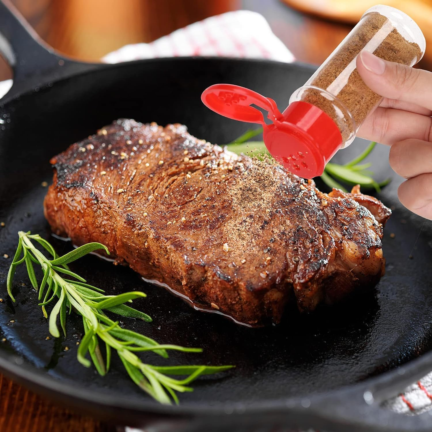 Set of 2 Transparent Salt Shakers, Pepper Shakers, Plastic, Salt and Pepper Shaker Set, Dressing and Spice Dispenser, Storage and Organisation image number 3