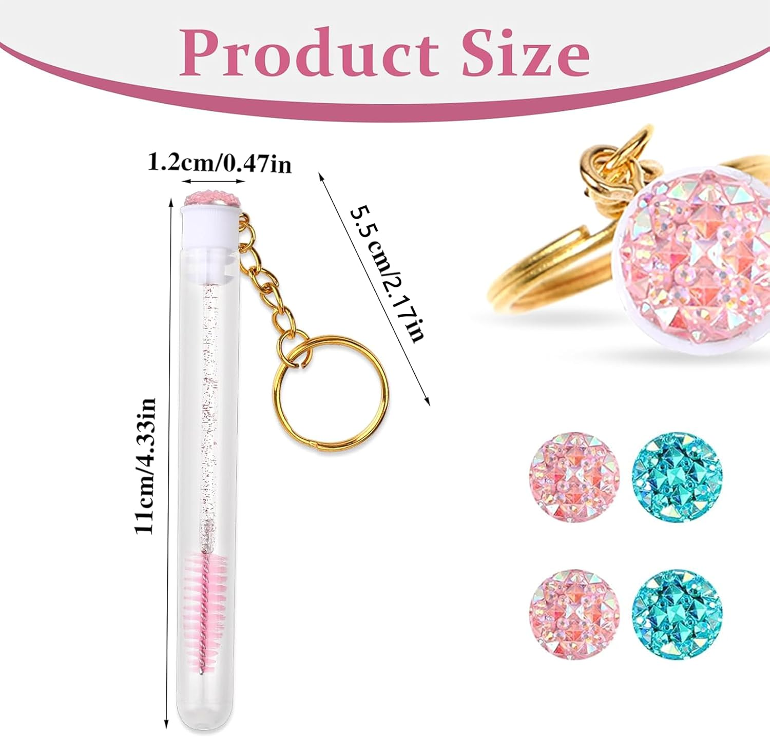 Fokmuaex 4Pcs Eyelash & Eyebrow Brush Keychain - Portable Travel Makeup Tools for Beginners, Lightweight Easy to Use Eyelash Brushes for On-The-Go image number 2