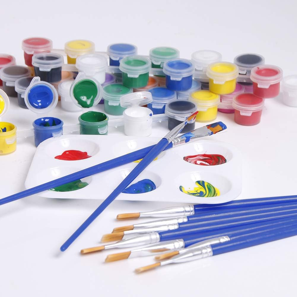 UPINS 60 Pcs 9Mm Wide Flat Paint Brushes Set with Nylon Hair, Small Brush Bulk for Detail Painting Short Plastic Handle Acrylic Oil Watercolor Fine Art Painting for Kids Students Starter Adults Artis image number 5