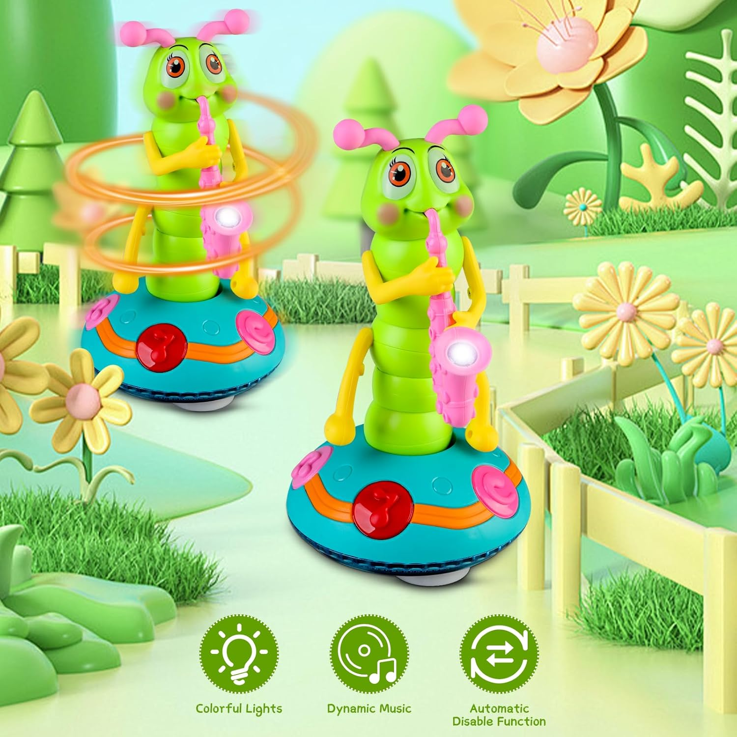 Musical Caterpillar, Crawling Toy Dancing Caterpillar, Dancing Saxophone Caterpillar Toy, Children'S Electric Caterpillar Saxophone Toys - without Battery image number 2