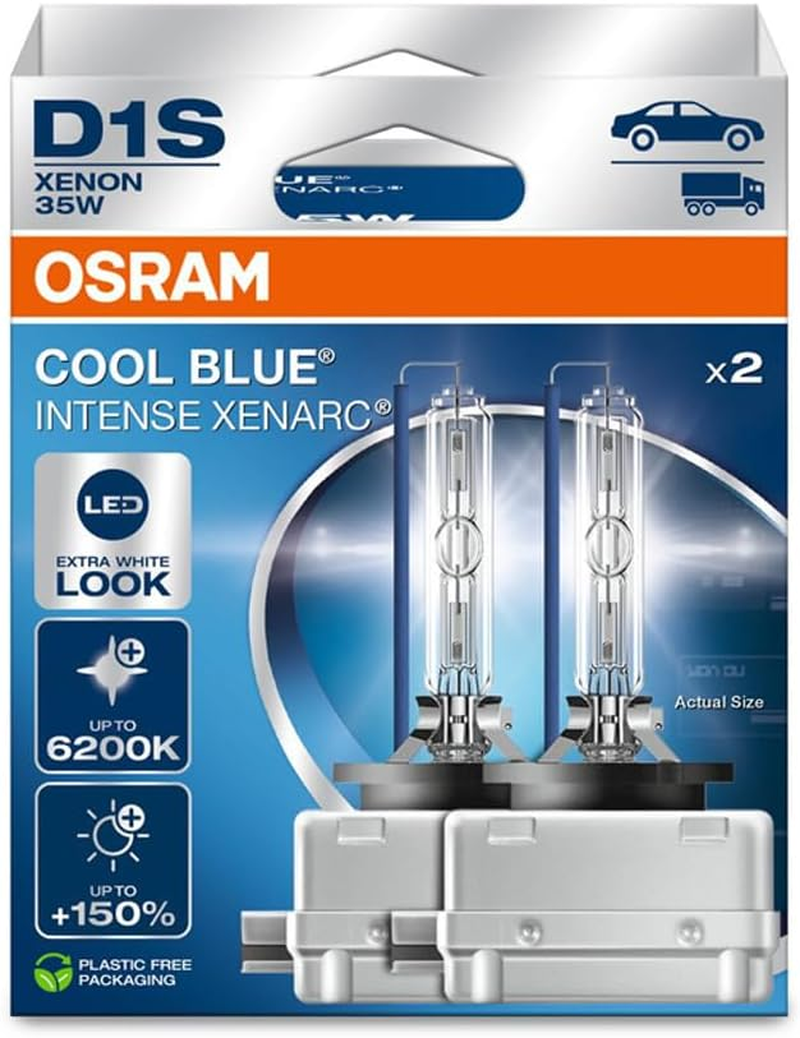 Osram Xenarc Cool Blue&reg; Intense D3S, +150% More Brightness, up to 6,200 K, Xenon Headlight Lamp, LED Look, Hanging Folding Box (2 Lamps) image number 3