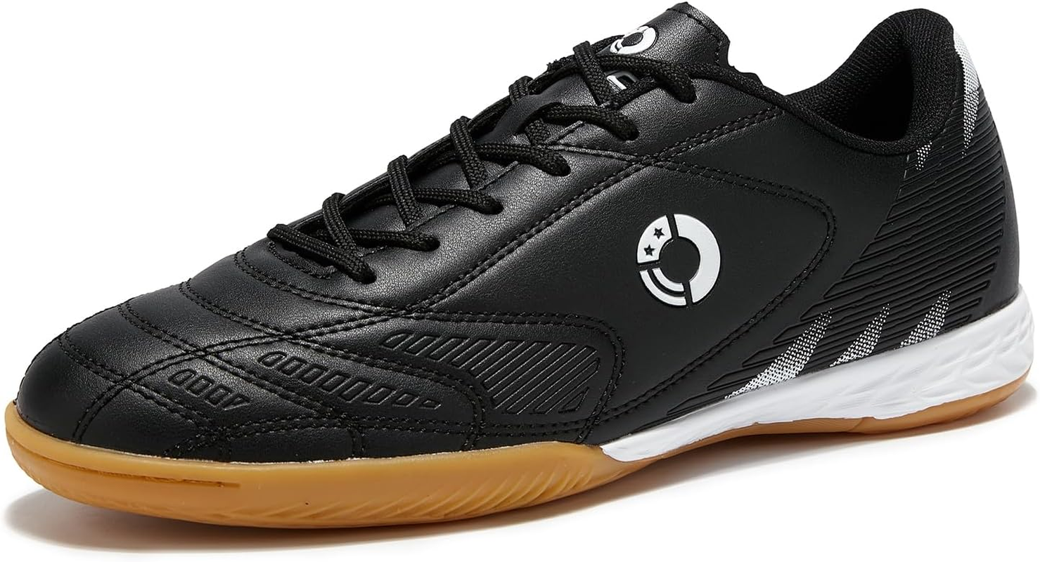 Men'S Indoor Football Shoes Adult Trainer Rubber Futsal Shoes for Athletic Flat Outsole Gym Training Sneaker