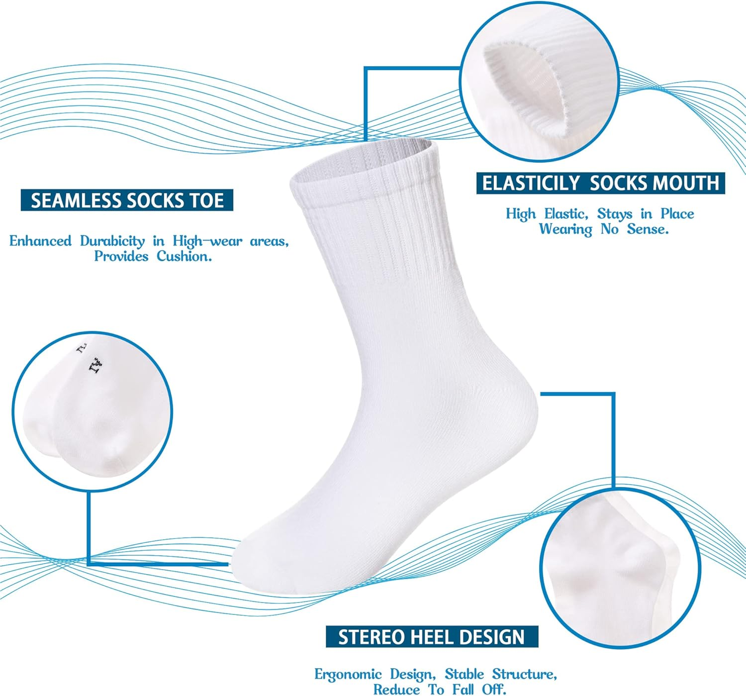 Kids Classics Crew Socks 10 Pairs Child Boy Girls Athletic Cotton Basic School Uniform Breathable Casual Sports Socks image number 2