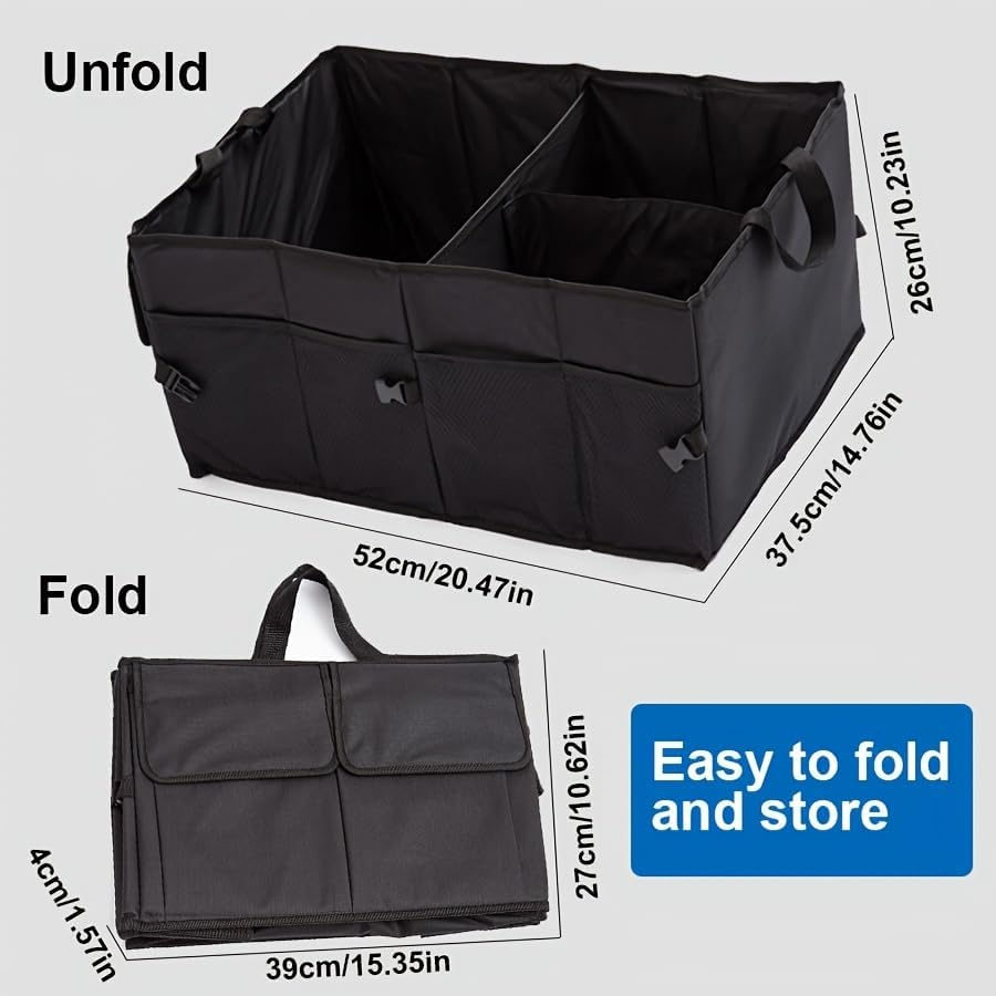 Techshining Soft Car Trunk Organizer - Large Capacity Multipurpose Oxford Fabric Storage Box for SUV, Truck & Car - Foldable Collapsible Car Cargo Organizer for Groceries, Tools, Emergency Supplies image number 3