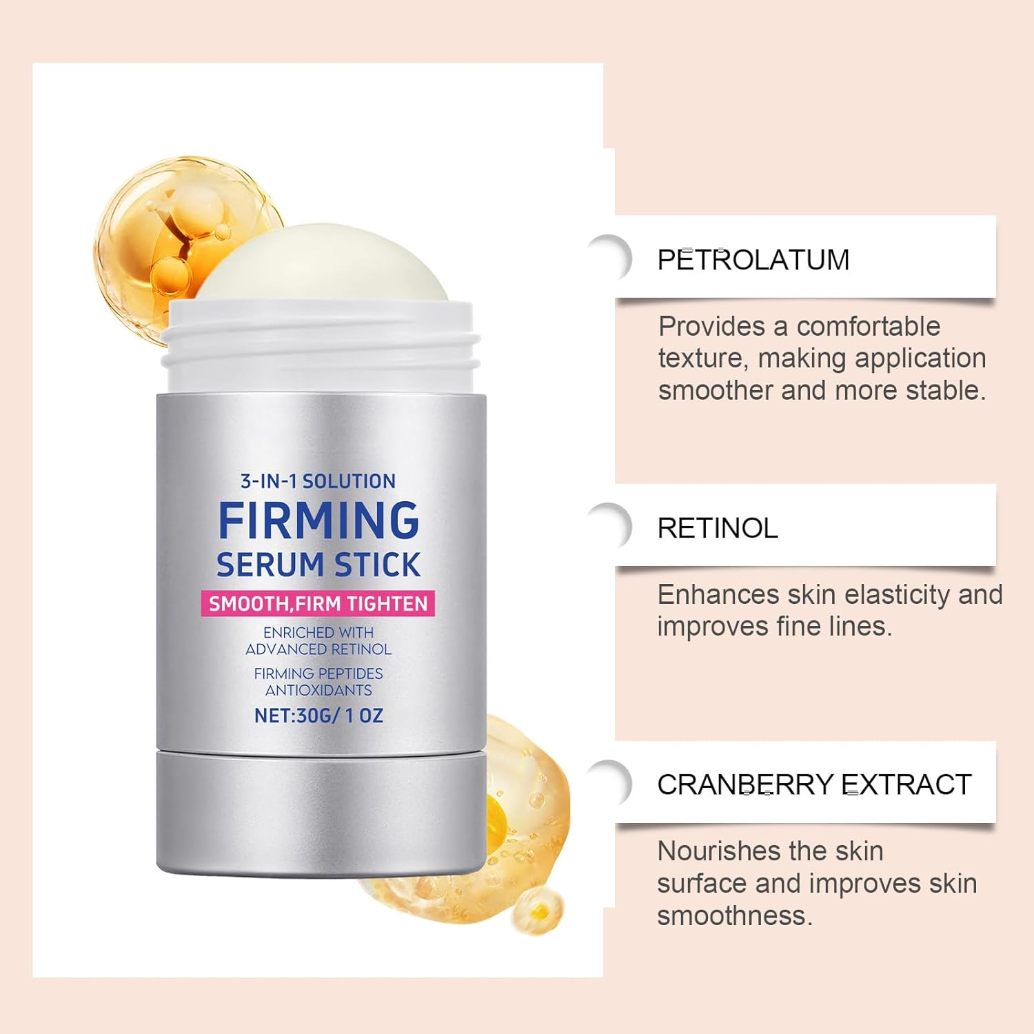 Collagen Peptide Firming Serum Stick, Retinol Correxion Cream, Collagen Serum for Face, Plumps and Firms Skin, Advanced Wrinkle-Reducing Crea for All Skin Types, Tighten and Firm Face (2Pcs) - 3Pcs image number 3