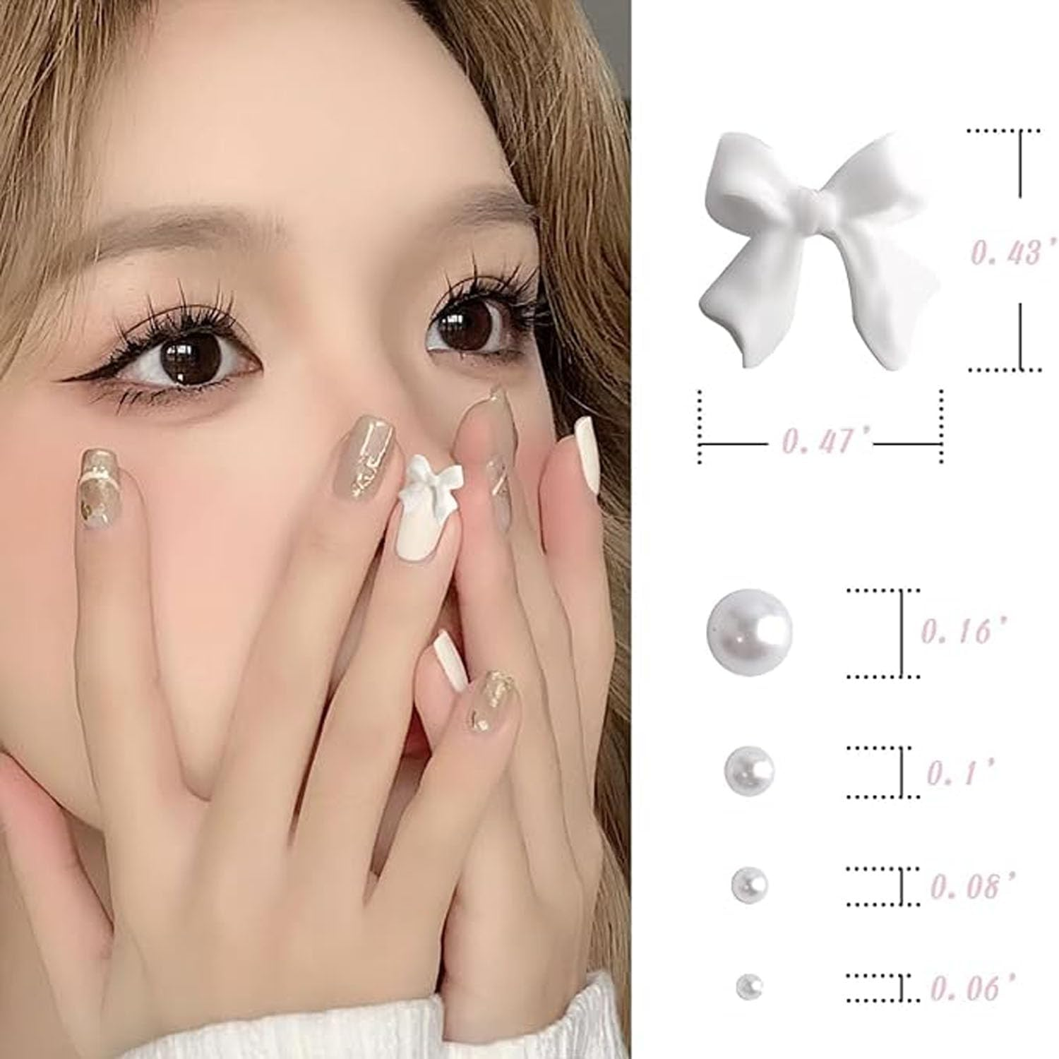 Bow-Knot Nail Stud Rhinestones,3D Bow Nail Charms, for Women Girl Nail Stones Design DIY Decoration Nail Art Rhinestones image number 5