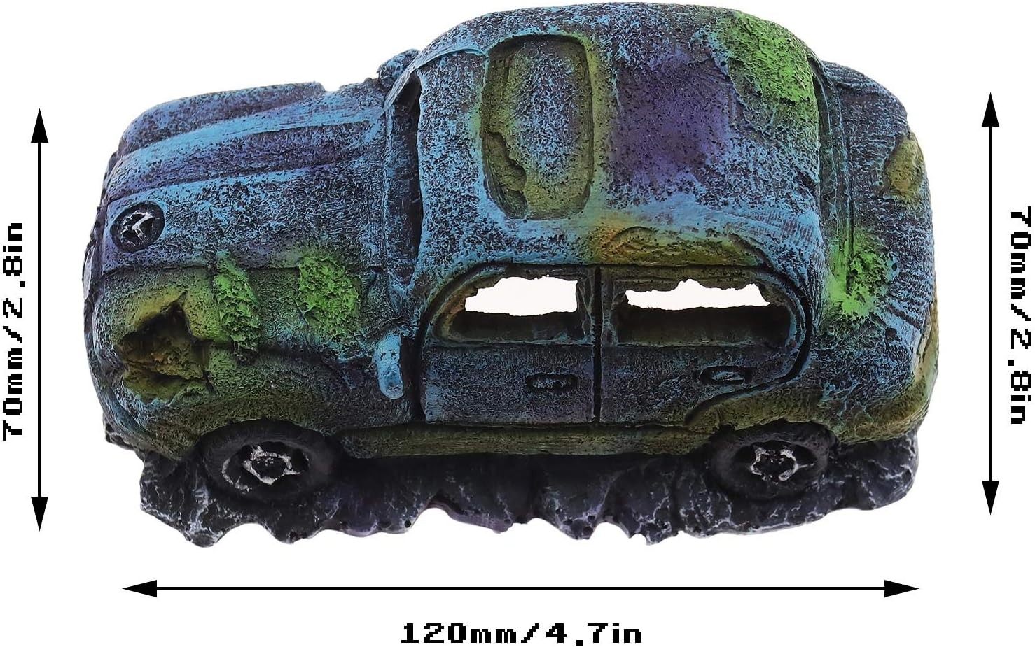 Create Idea Aquarium Fish Tank Decor Ornament Resin Imitation Accident Car Landscape Terrarium Home Interior Decorating Accessories 12X7X7Cm Blue image number 4