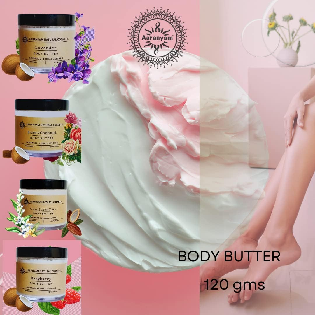 Aaranyam Raspberry Body Butter Moisturizer Cream - Dry Skin Moisturizer with Goodness of Shea Butter Raw Cocoa Butter - Body Cream - Winter Cream for Women & Men, 120 G image number 4