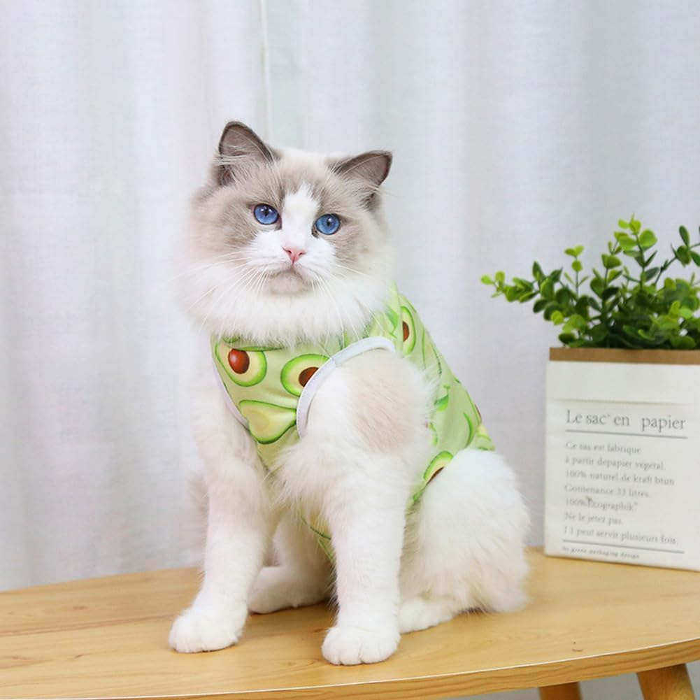 Cat Recovery Suit,Cat Professional Recovery Suit Cat Suit Post Surgery Medical Care Cone Collar Alternatives anti Licking Wound Cat Vest Bodysuit for Male Female Cats Kitten (Green, M) image number 5