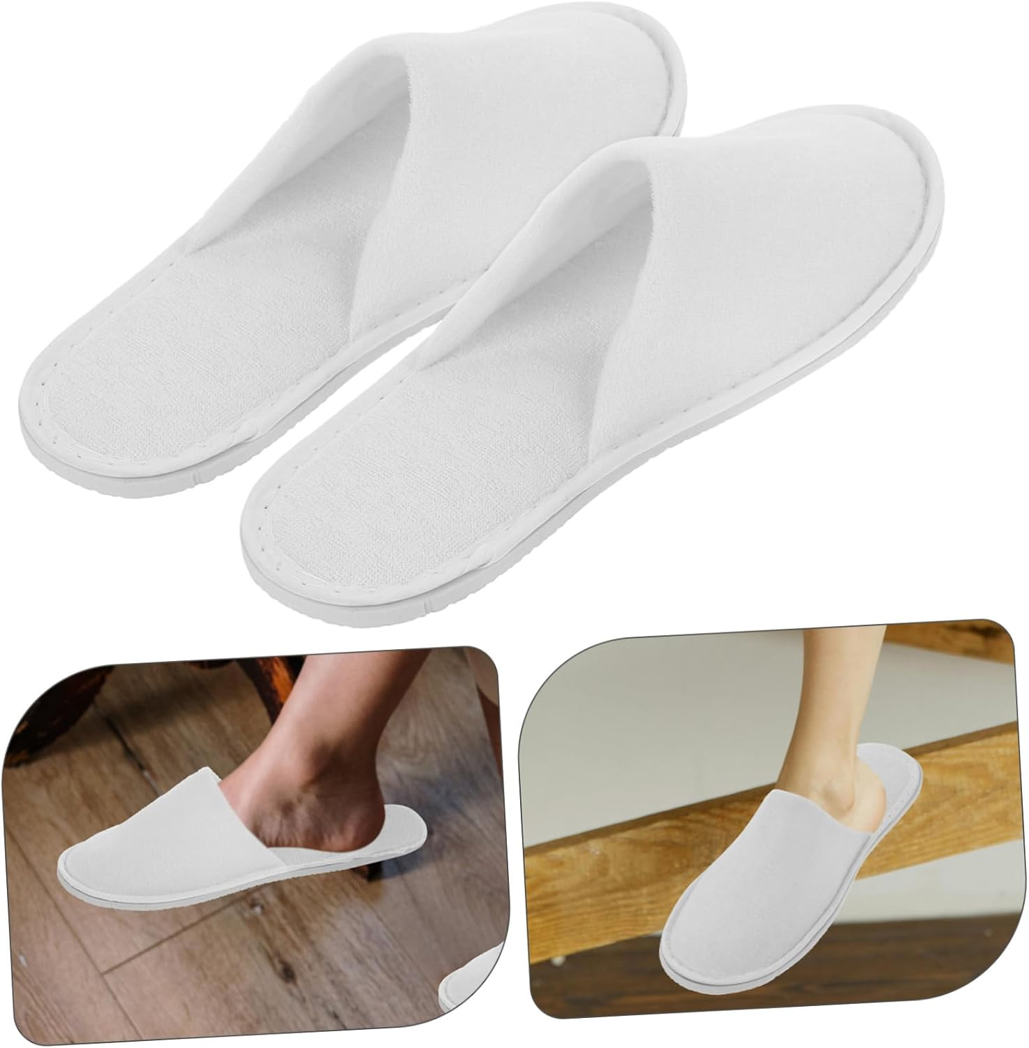 KONTONTY 5Pairs Hotel Slippers Disposable Spa Slippers for Women Men Guest Travel Nonskid Folding Indoor image number 6