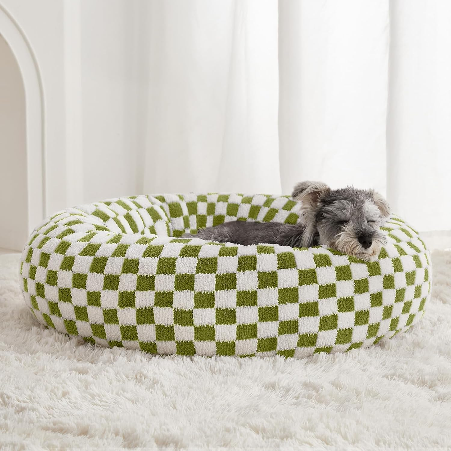 BFPETHOME Donut Dog Beds for Small Dog, round Cat Beds for Indoor Cats, Calming Pet Bed for Puppy and Kitty with Non-Slip Bottom, Cute Fancy Dog Bed Machine Washable Plush Fabric