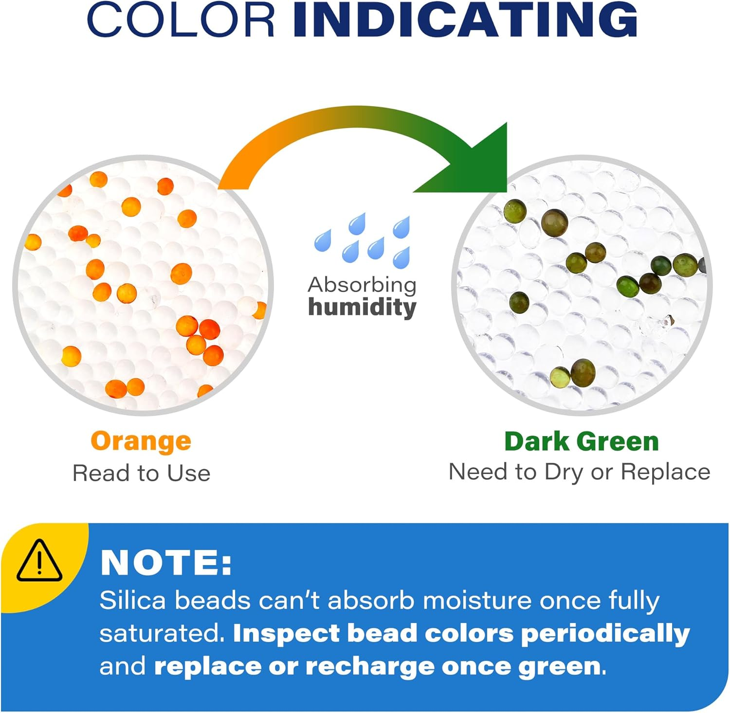 100Packs Mixed Indicating Silica Gel Packets, (3-50G) Rechargeable Desiccant Packets and Dehumidifier with Orange Color Indicating, Food Safe Silica Gel for Moisture Abosrber image number 2
