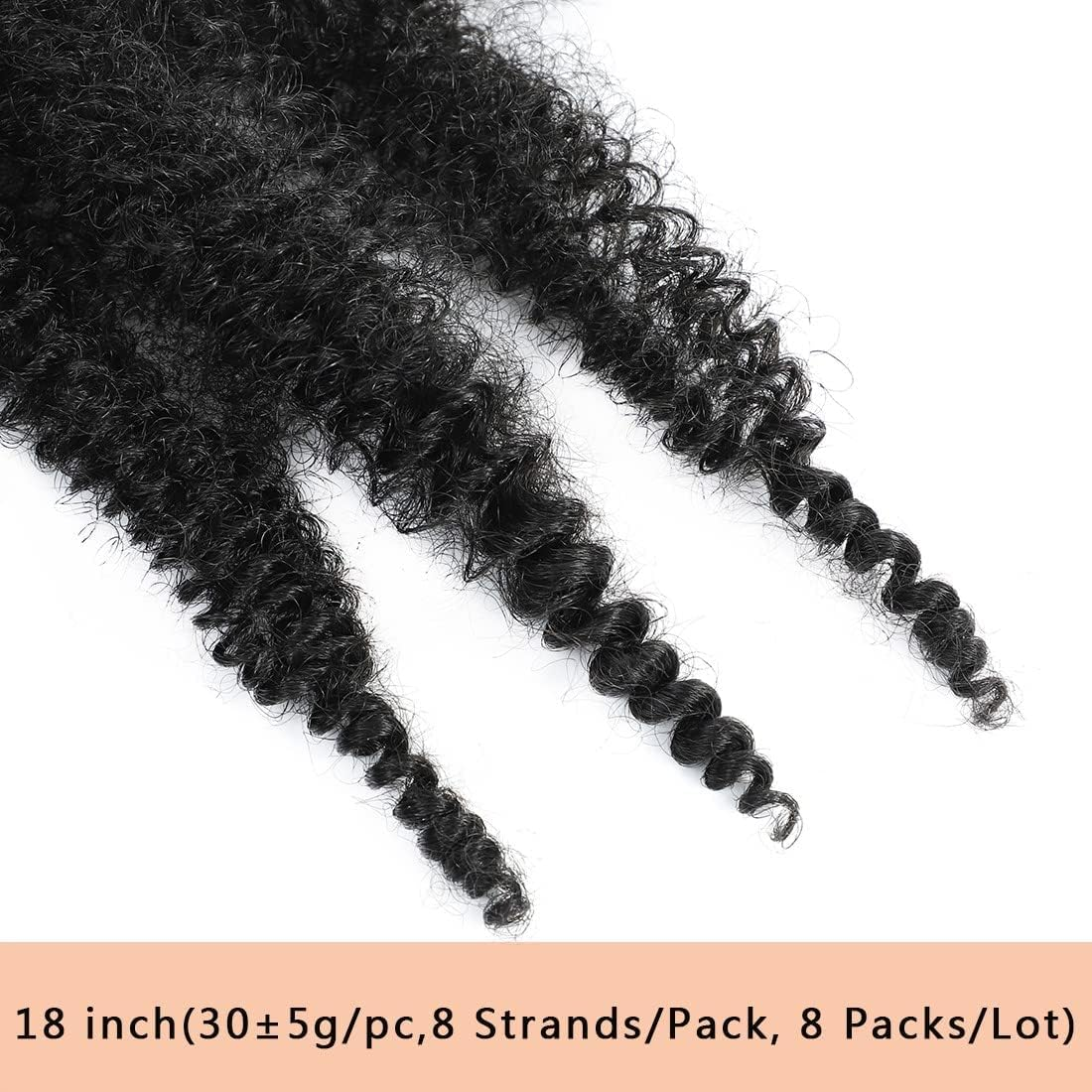 Celie 8 Packs Pre-Separated Springy Afro Twist Hair Suitable for Damaged Soft Locs Synthetic Marley Twist Braiding Hair (18 Inches, 1B) image number 4