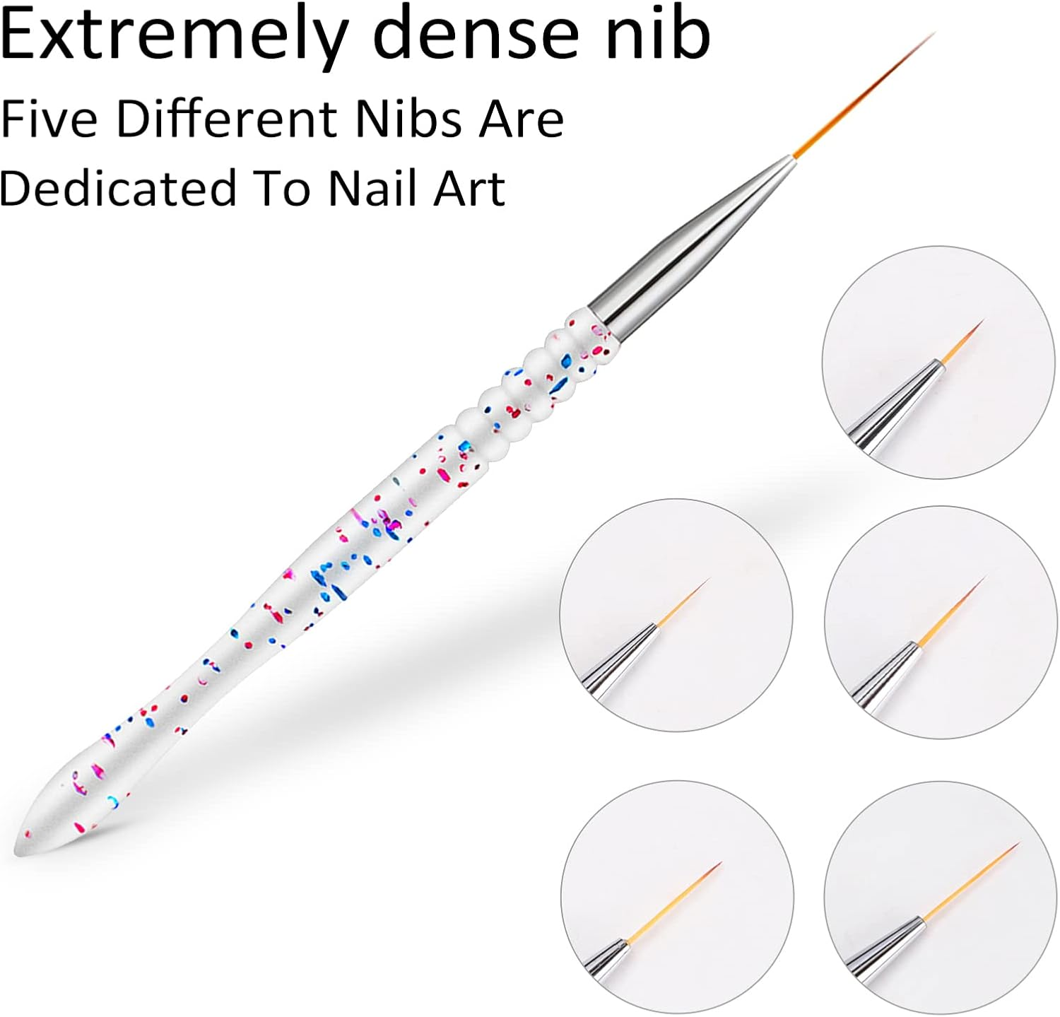 5Pcs Nail Art Brushes, Etercycle Thin Nail Brush for Nail Art, Fine Acrylic Nail Brush for DIY Design(7/9/11/15/20Mm) image number 4