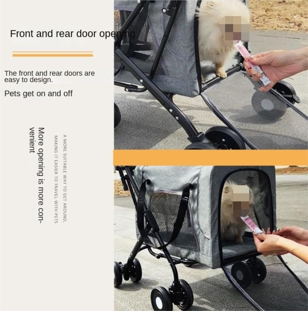 Pet Stroller Dog Stroller Cat Stroller Removable Pet Stroller with 4 Wheels Folding Dog Stroller Cat Stroller for Medium Small Dogs Dog Pram Dog Cat(Color:Pink) image number 3