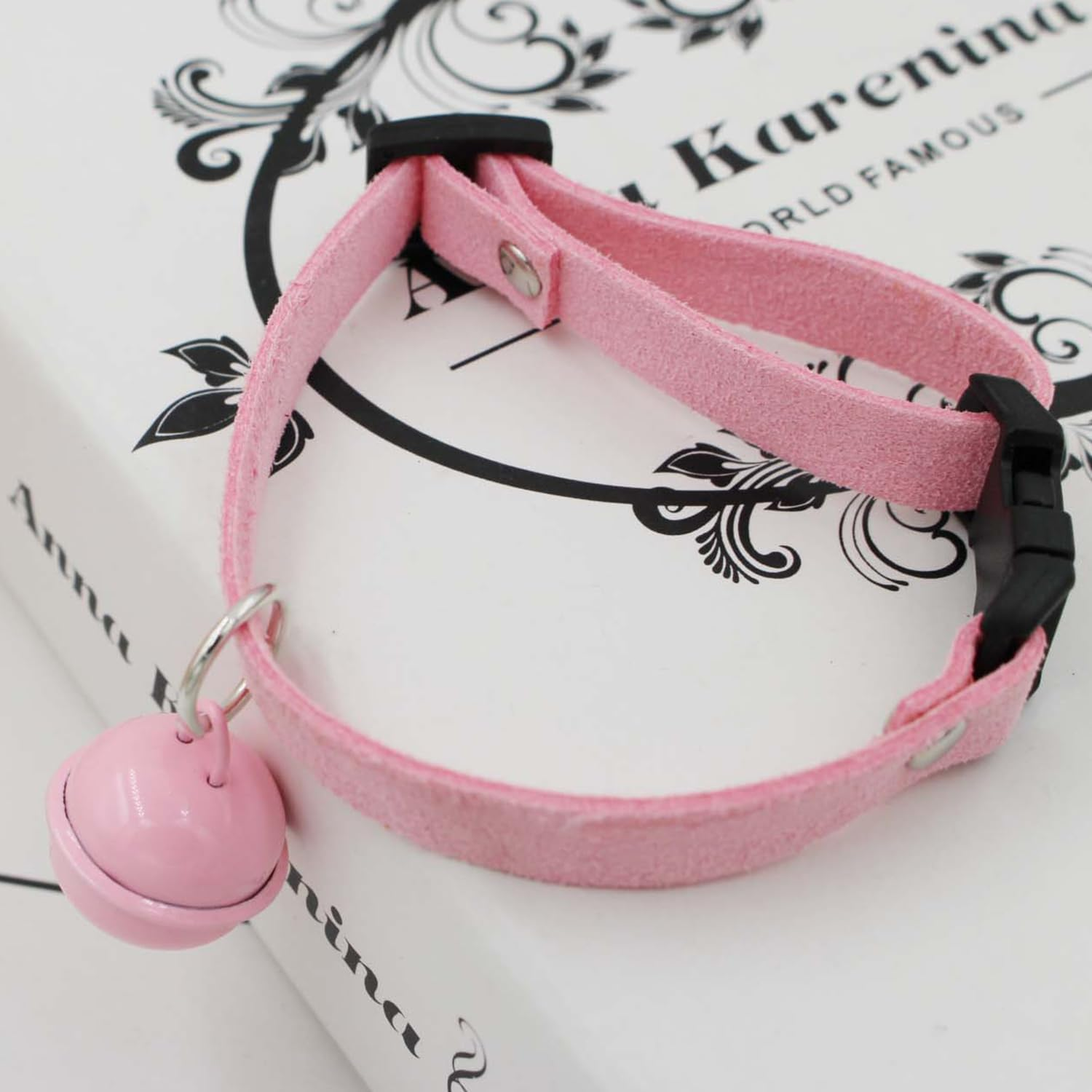 Breakaway Cat Collar Strip Bell，Safety Quick Release Cat Collars,Double Velvet with Bell, S-Size -20 Cm (Fit within 3 Kg) for Cats Puppy（Pink） image number 2