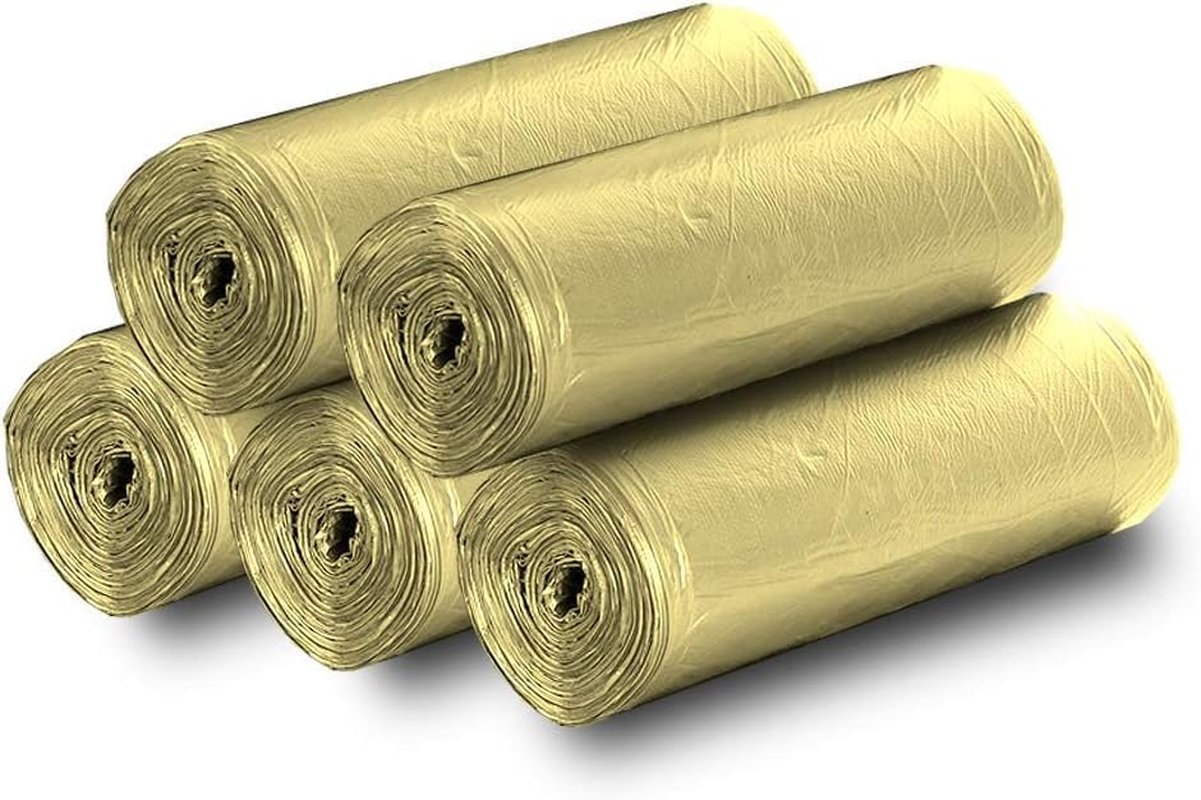 5 Rolls Small Trash Garbage Bags, 5 Gallon Strong Thin Material Disposable Kitchen Garbage Bags, Durable Plastic Trash Bags for Office Home Bedroom Garden Waste Bin, 100 Counts (Gold) image number 4