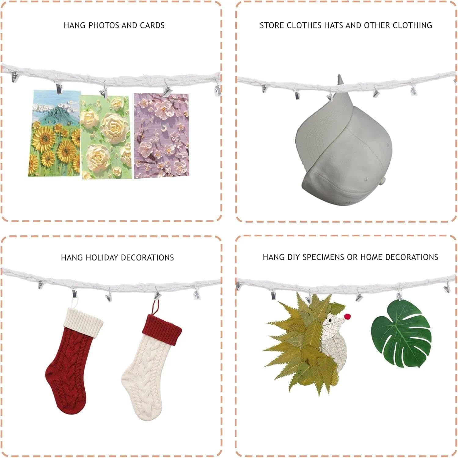 80" Cotton Hanging Storage Chain for Stuffed Animals Storage with 20 Metal Clips Stuffed Animal Display Holder Chain for Wall or Corner Nursery Play Room image number 3