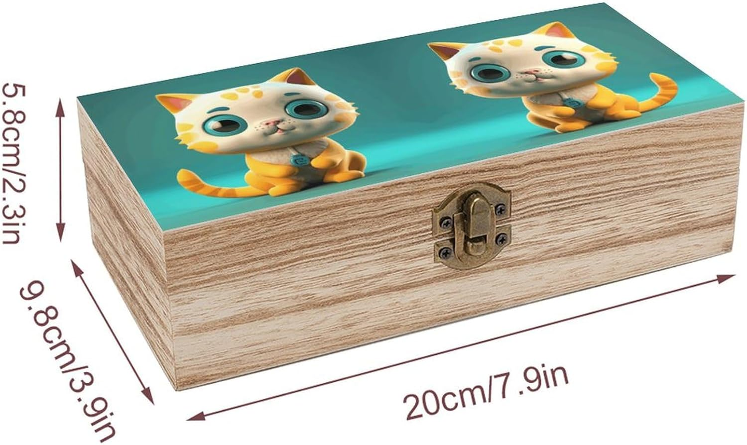 Blue Eyes Cat Wooden Box Wood Wedding Keepsake Boxes with Lids Small Decorative Boxes Lightweight Wooden Memory Storage Box for Crafts Keepsakes Jewelry Photo Letter Storage image number 6
