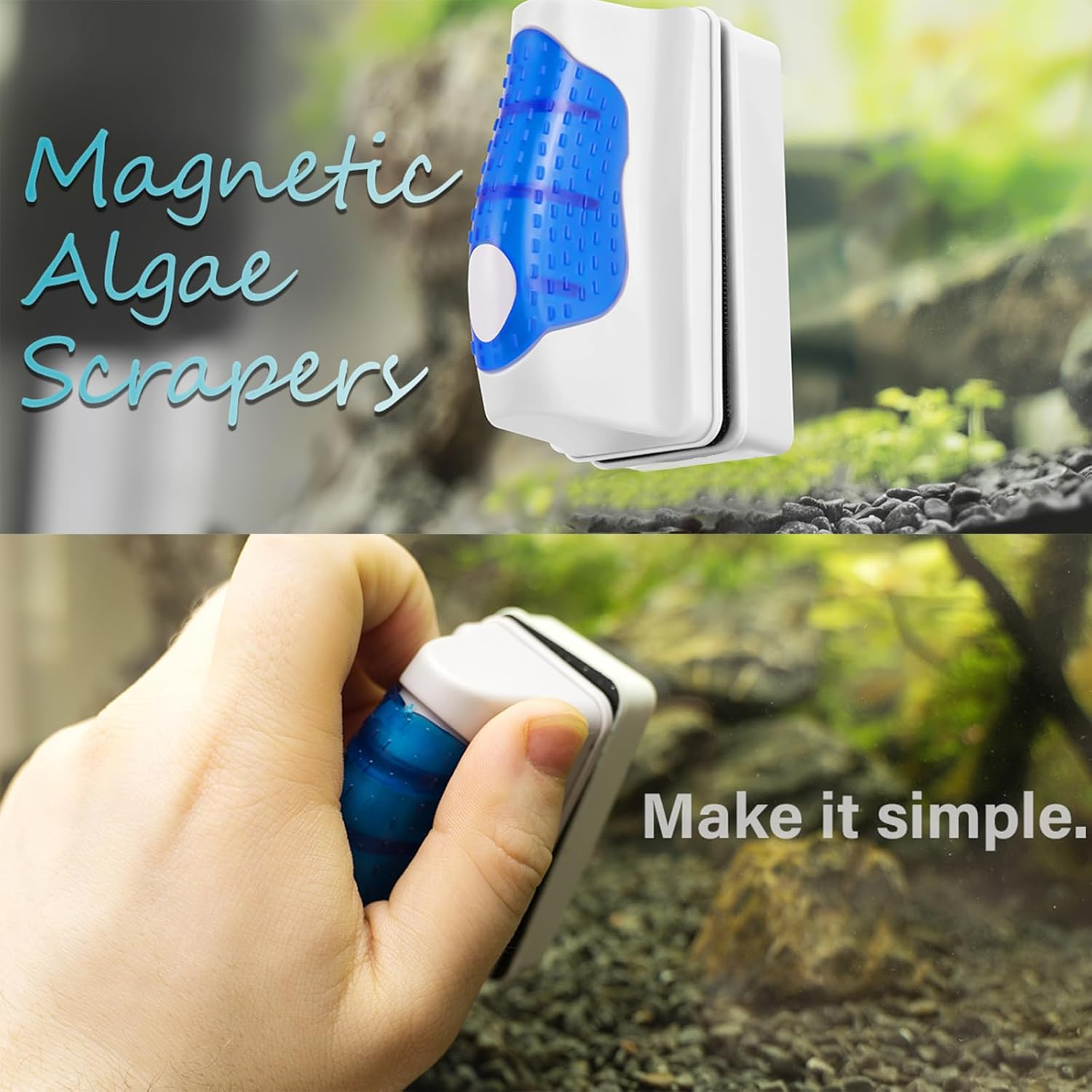 Magnetic Aquarium Fish Tank Glass Algae Scrapers Glass Cleaner Scrubber Clean Brush [Floating,Scratch-Free,Non-Slip,Magnetizing]Bestie of Aquarium (L) image number 1