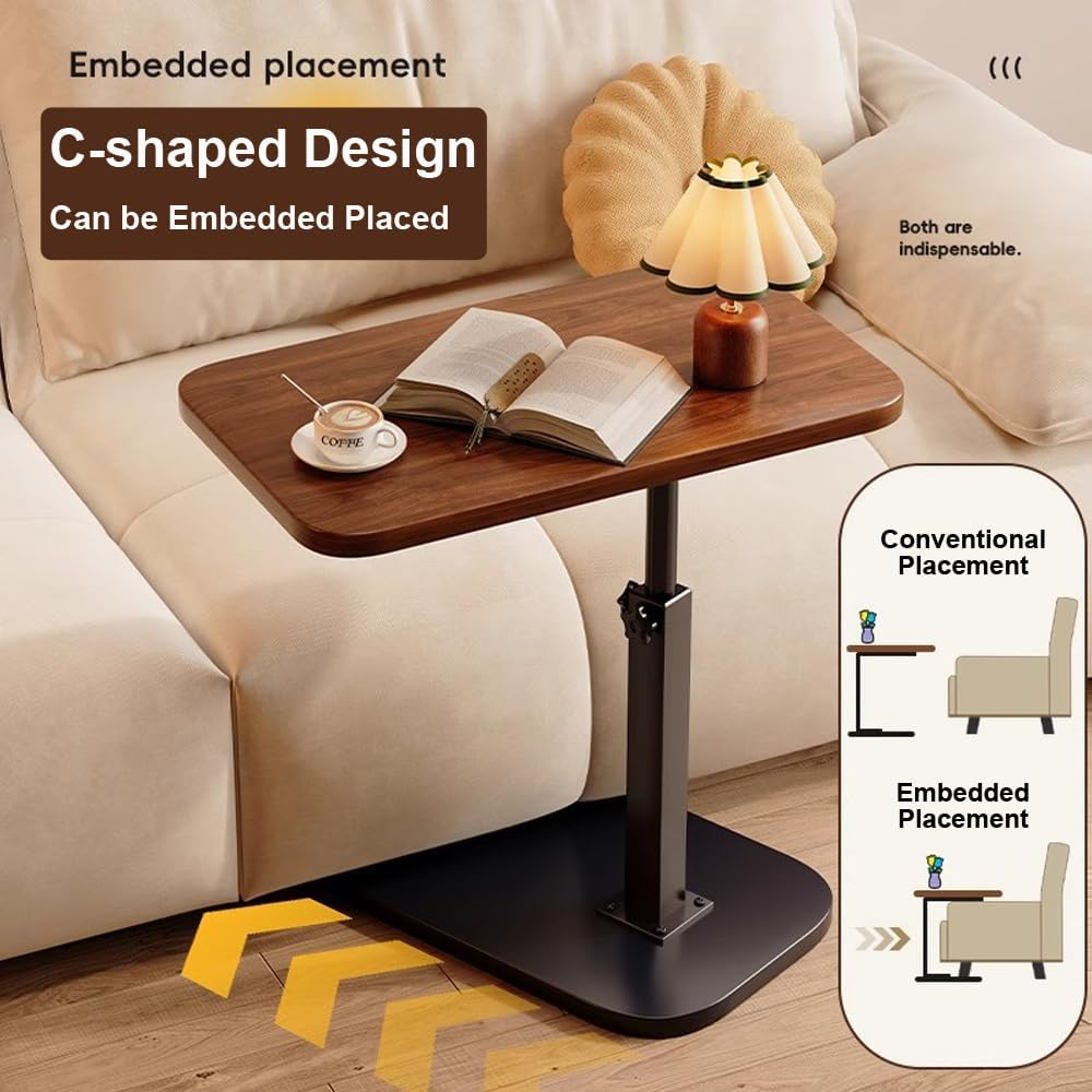 Home Side Tables for Small Spaces，Adjustable by Lifting and Flipping Sofa Side Table Small Coffee Table Anti-Rust Waterproof, End Tables for Living Room Bedroom Balcony Office (Black)