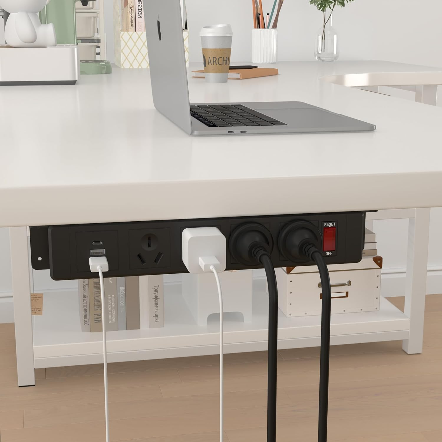 Wall Mount Power Strip AU Plug with 4 AC Outlets, USB Ports & USB-C, Overload Protection, Mountable Power Strip Garage Power Strip under Cabinet Power Strip Wall Mount Mountable Design with 1.8M Cord image number 3