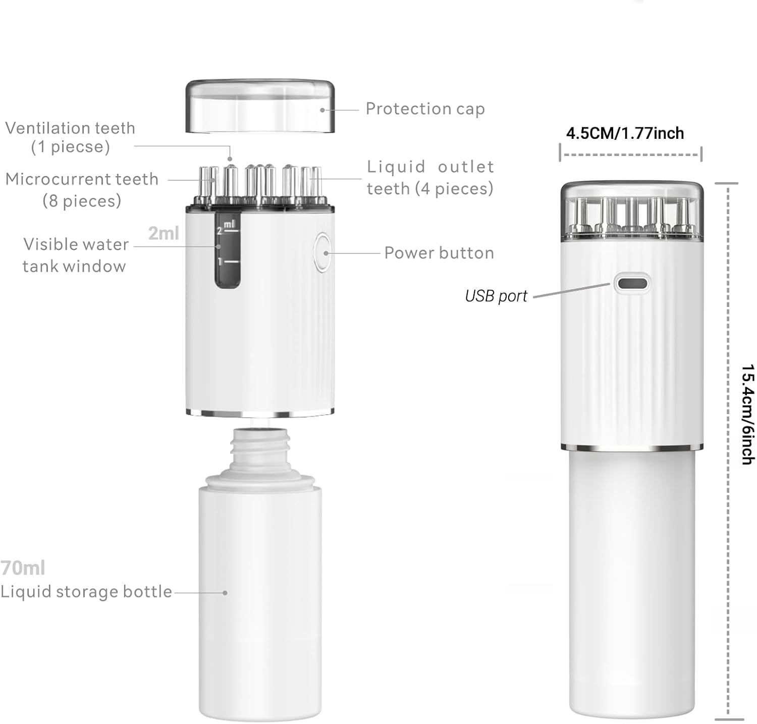 Zilynhom Scalp Massage Brush, Anti-Hair Loss Oil Dispenser with Vibration, 70 Ml Bottle, USB, Gift for Women and Men, Hair Oil Applicator for Minoxidil Hair Growth Serum, Head Massage Oil, Root Comb image number 2