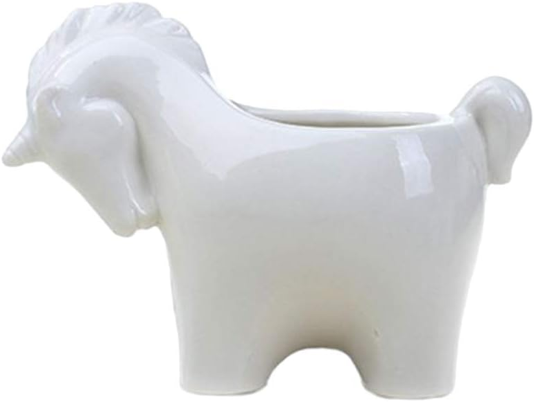 LIFKOME Cute Animal Shaped Succulent Planter with Drainage Hole, Ceramic, White, 12.8Cm X 6.8Cm (L W), Indoor, Perfect for Home & Office Decoration image number 2