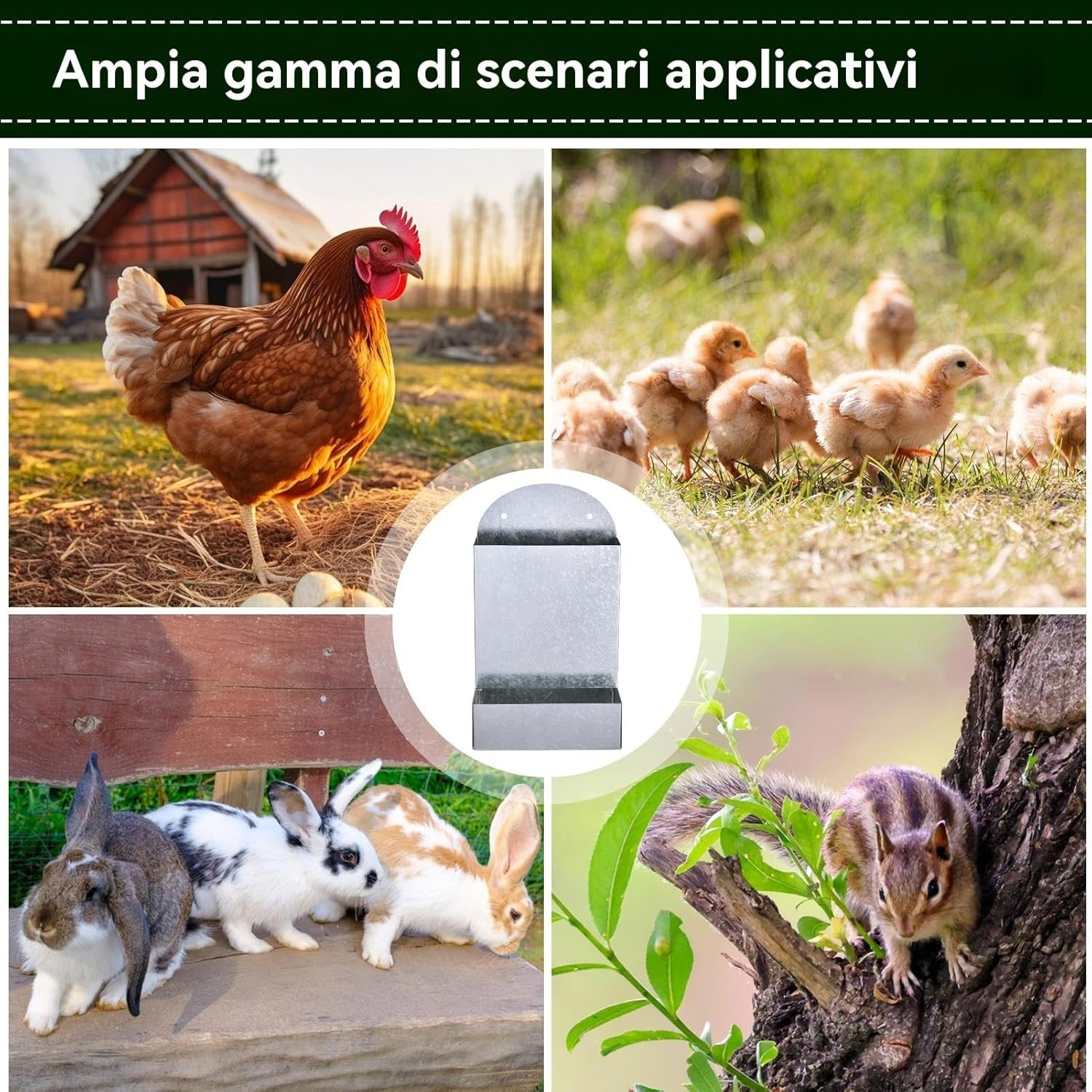 Chicken Grain Feeder - Multifunctional Grain Feeder - Portable Metal Large Grit Feeder Automatic Cooperation Accessories for Feeding Outdoor Duck Farm image number 4