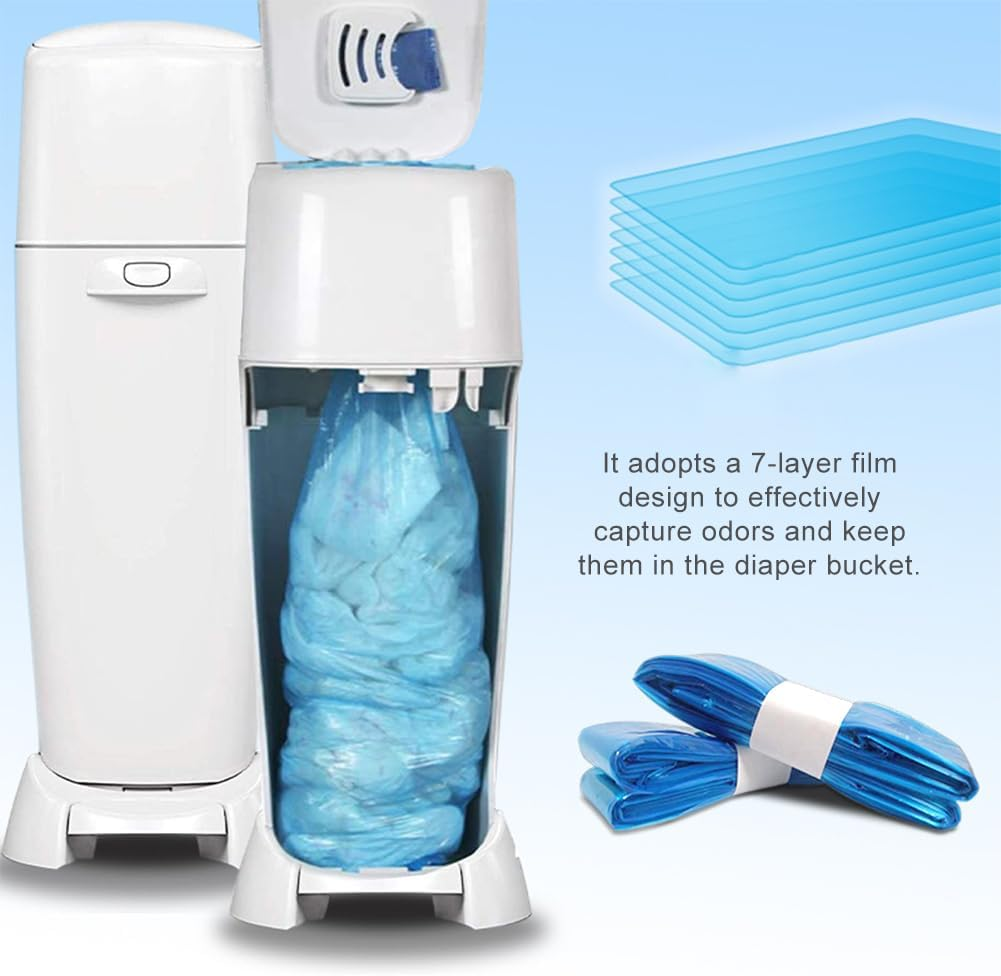 12 Pack Nappy Bin Refill Bags,4.5M Baby Diaper Bucket Bag Liner Bucket,Compatible with Angelcare/Tommee Tippee Twist & Click Sangenic,Nappy Bags Disposable,Baby Diaper Bin Bag Liner Pails image number 4