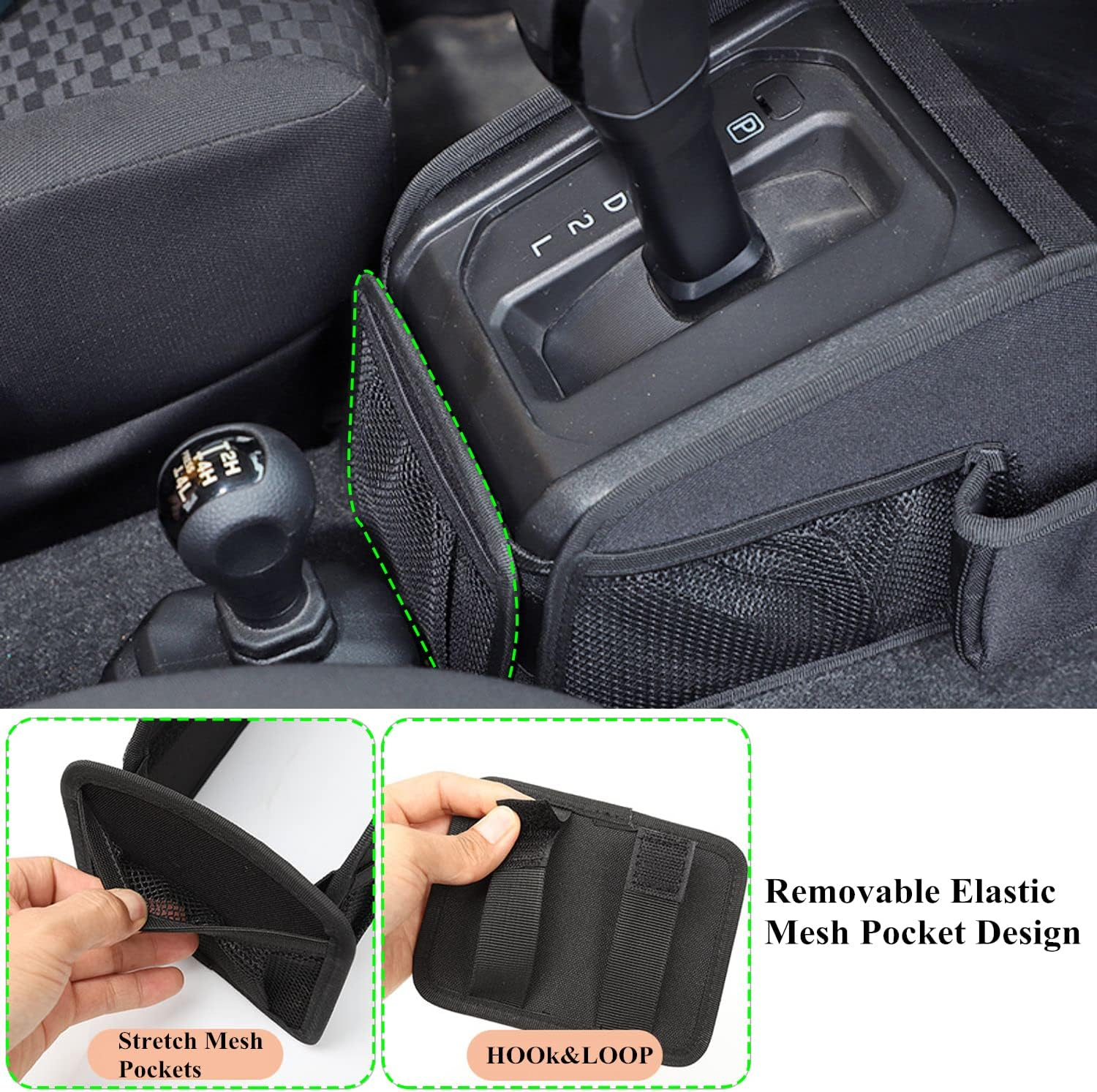 Car Gear Shift Storage Bag Organizer Tray for Suzuki Jimny 2019 2020 2021 2022 2023 JB64 JB74 Car Interior Accessories Black Oxford Cloth
