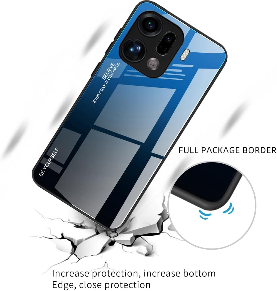 DEDUX Case for Oppo Find X9 Pro 5G Mobile Phone Case, Gradient Glass and TPU Protective Case Cover for Oppo Find X9 Pro 5G (Blue/Black) - Gold/Pink image number 3