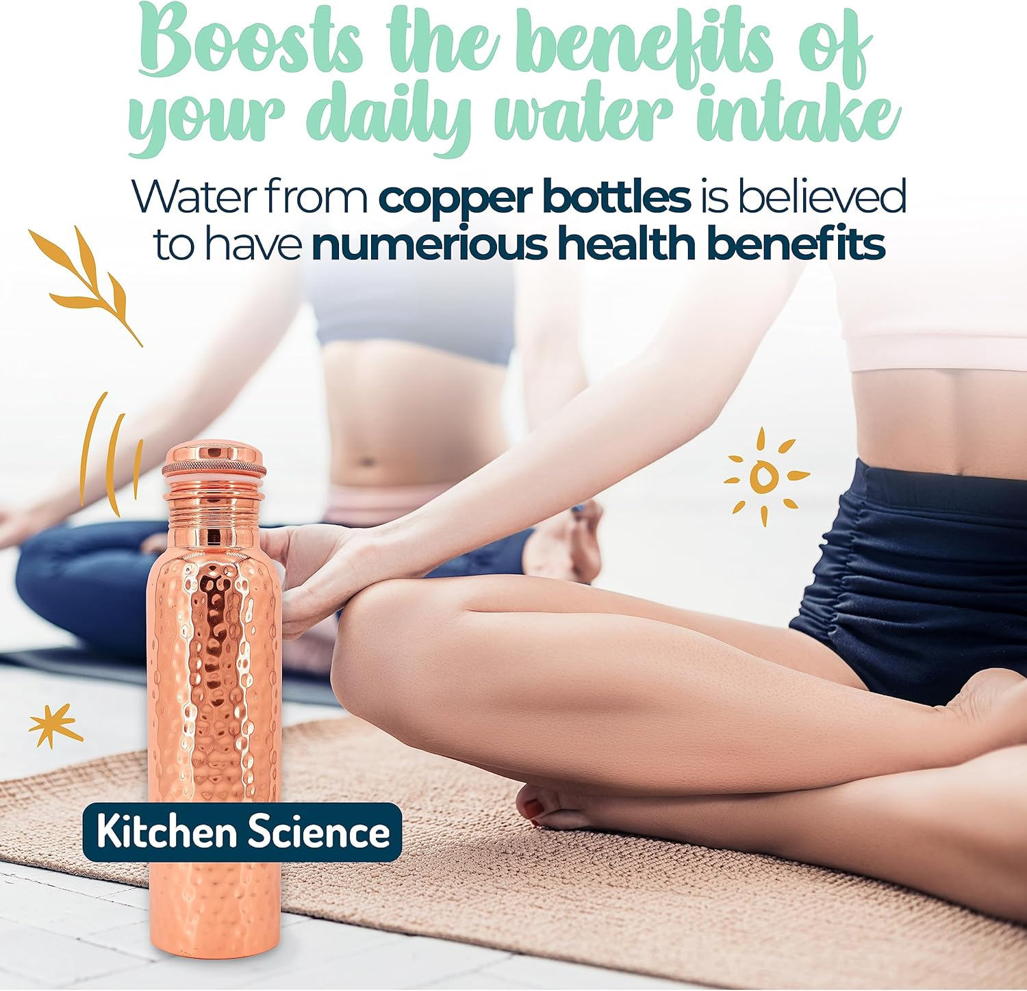 Kitchen Science Copper Water Bottle (32Oz/950Ml) W/A Carrying Canvas Bag | 100% Pure Copper Bottle for Drinking Water | Lab-Tested, Heavy Duty & Leak-Proof | Authentic Ayurvedic Copper Water Bottle image number 5