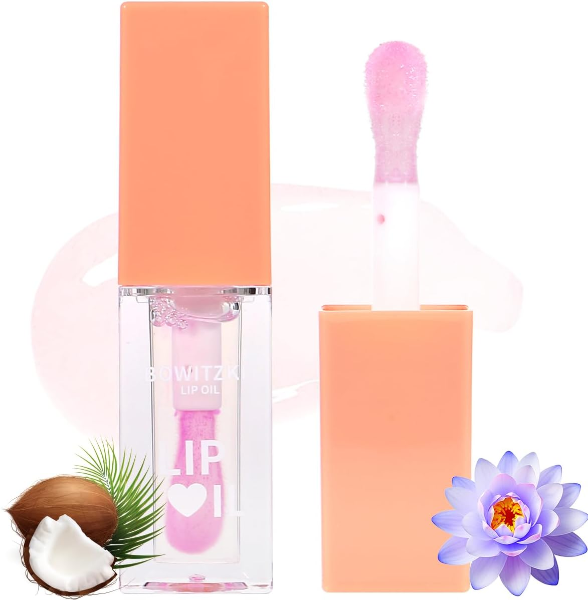Bowitzki Color Changing Lip Oil Lip Glow Gloss Hydrating Transparent Tinted Nourishing Long Lasting Lip Balm Care Moisturizing Repairing Lightening Lip Lines Blue Lotus Tocopherol Squalane (Berry)