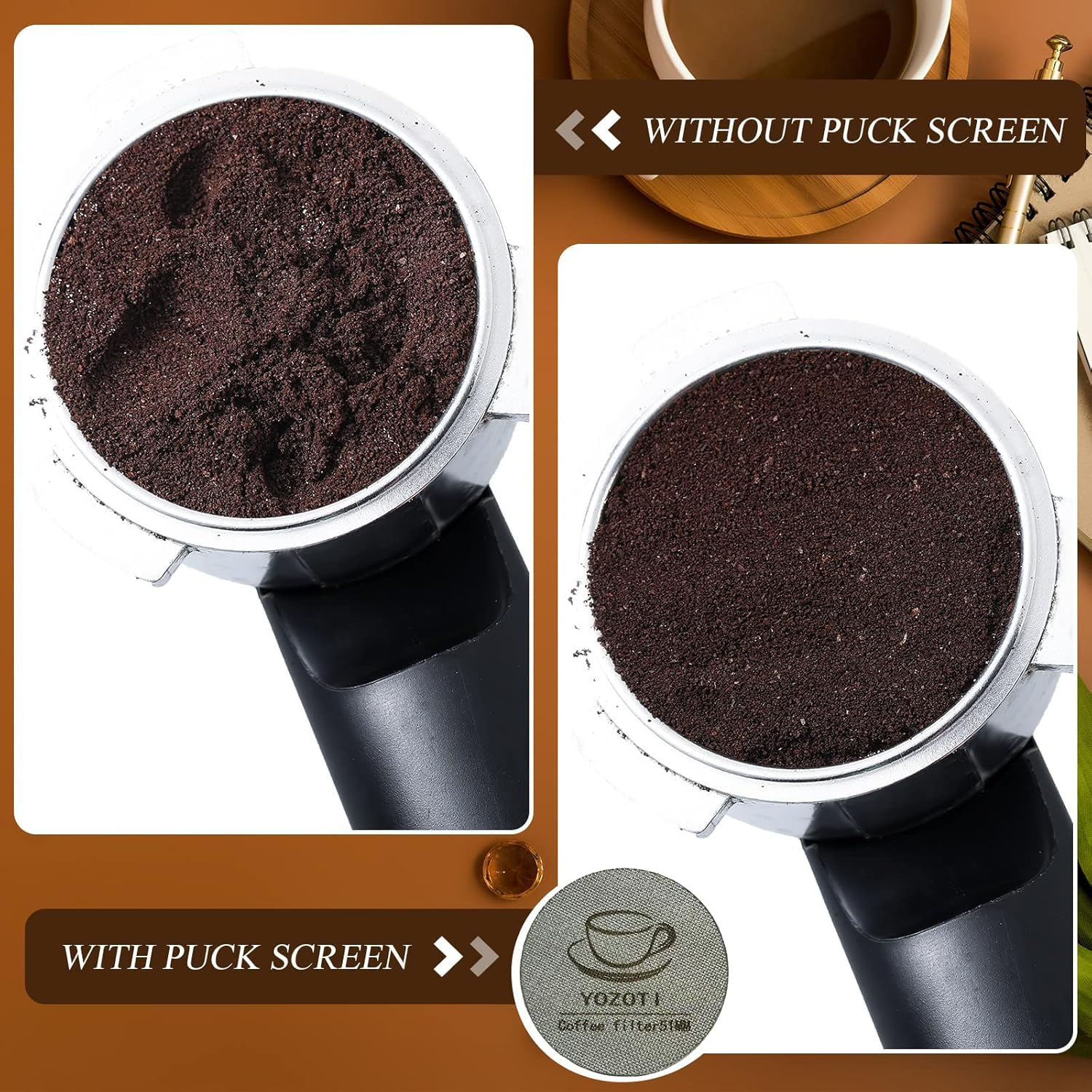 YOZOTI Espresso Puck Screen, 2 Pcs Reusable 1.7Mm Thickness 100&Mu;m 316 Stainless Steel Professional Barista Coffee Filter Mesh Plate for Espresso Portafilter Filter Basket（51Mm） image number 3