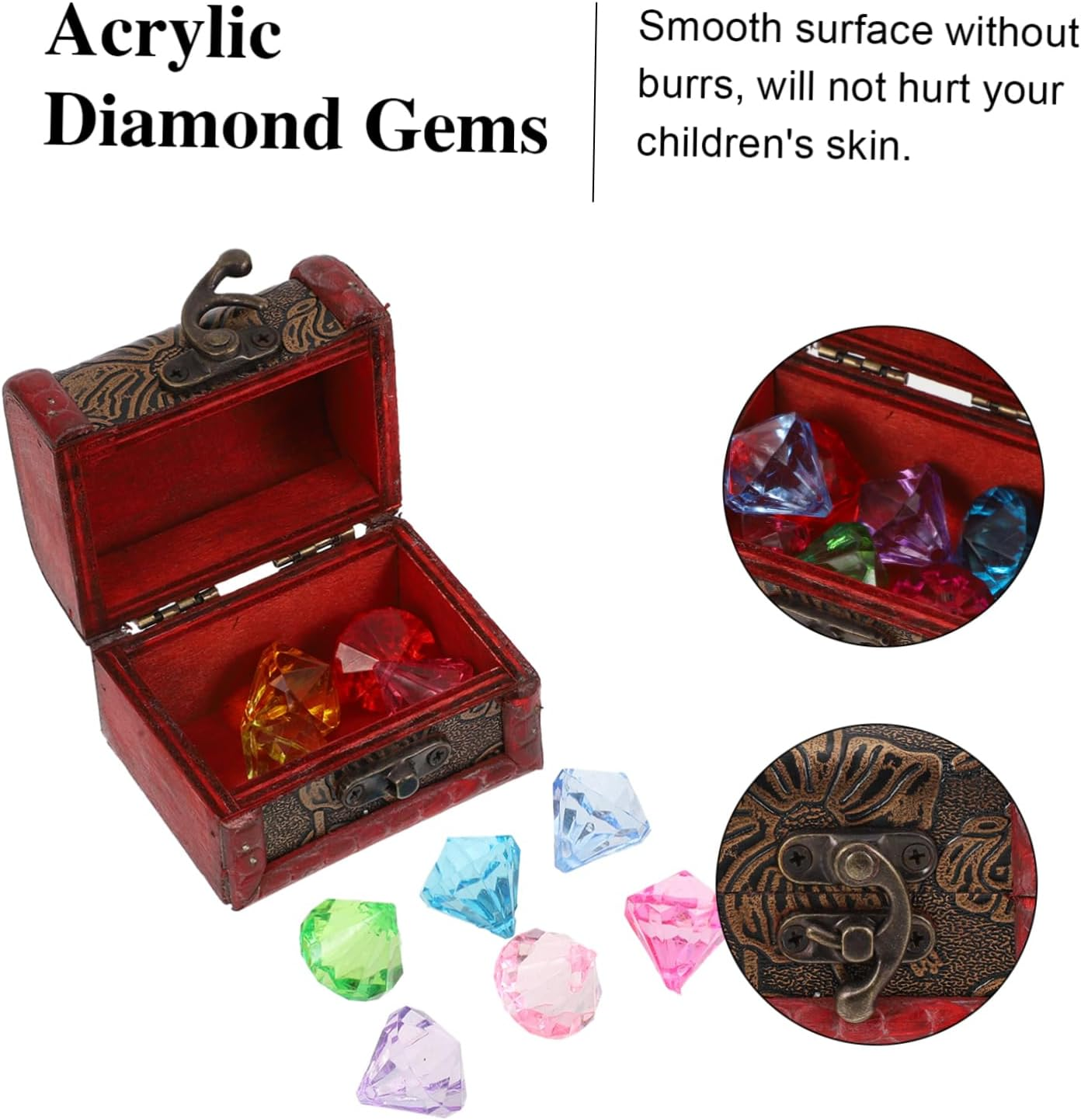 Hohopeti 1Set Pirate Treasure Chest with Gemstones Acrylic Keepsake Box for Treasure Hunts Party Decorations and Stage Props Design for Imagination image number 2