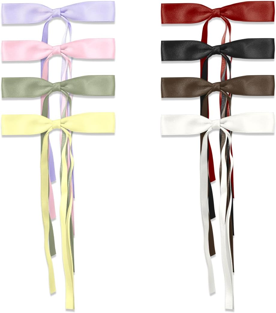 UTSAUTO 20 Pcs Silky Satin Bow Hair Clips, 4 Colors Metal Clips Mini Bowknot Hair Barrettes Ribbon Hair Accessories for Women Girls.