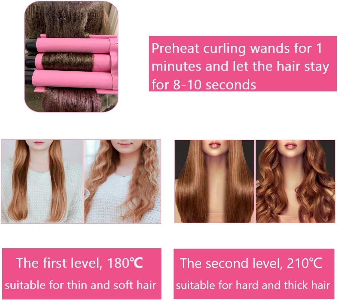 Hair Curling Iron 1 Inch 3 Barrel Hair Crimper Ceramic Two Gear Temperature Control Hair Waving Styling Tools image number 3