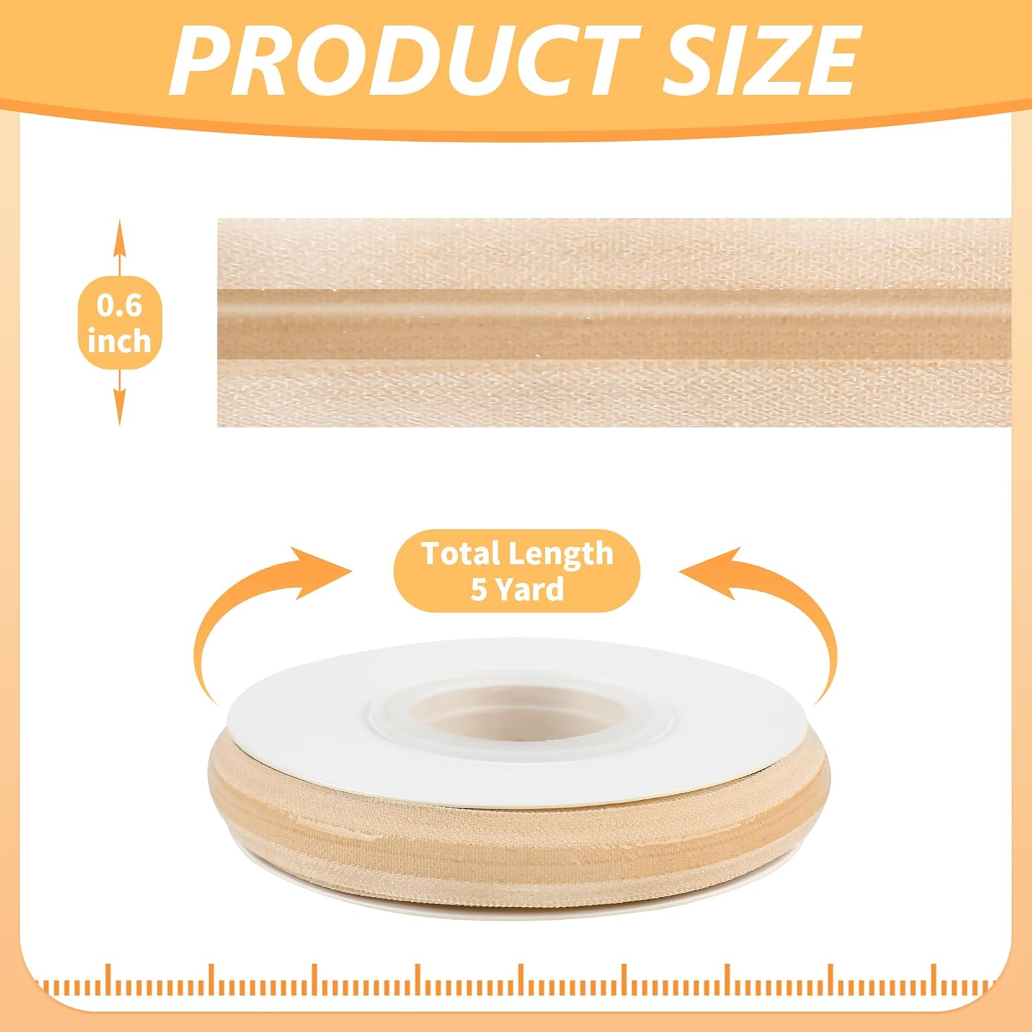 Yuhangilx Silicone Gripper Elastic for Clothing,5 Yard per Roll,5/8 Inch Width,Non-Slip Stretchy Silicone Elastic Band for Sewing,For DIY Garment Accessory & Hairbow,Multi Colors(Nude)